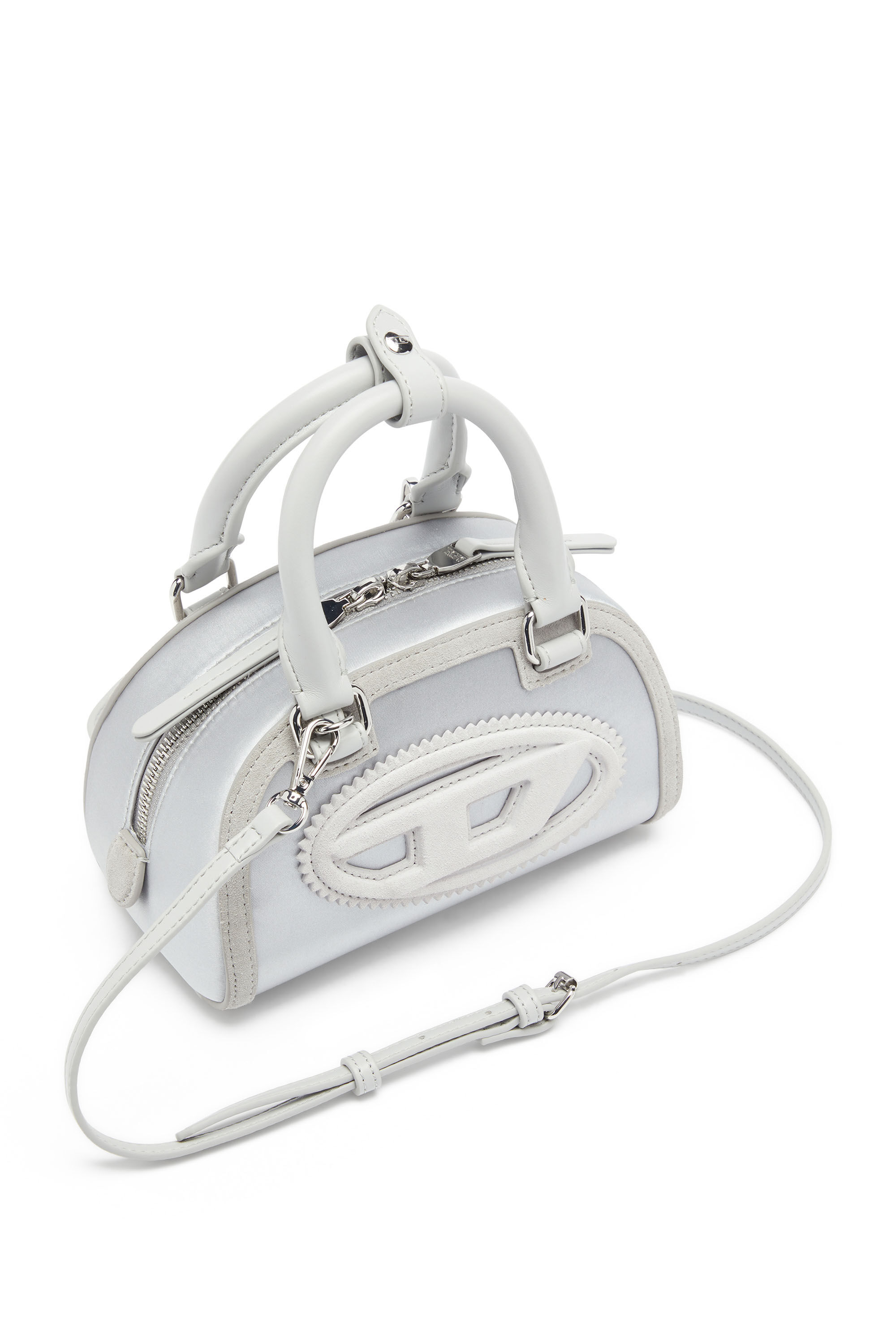 Diesel - 1DR DOME CROSSBODY, Damen 1DR Dome - Mini-Umh&auml;ngetasche aus Satin und Velours in Silber - 6