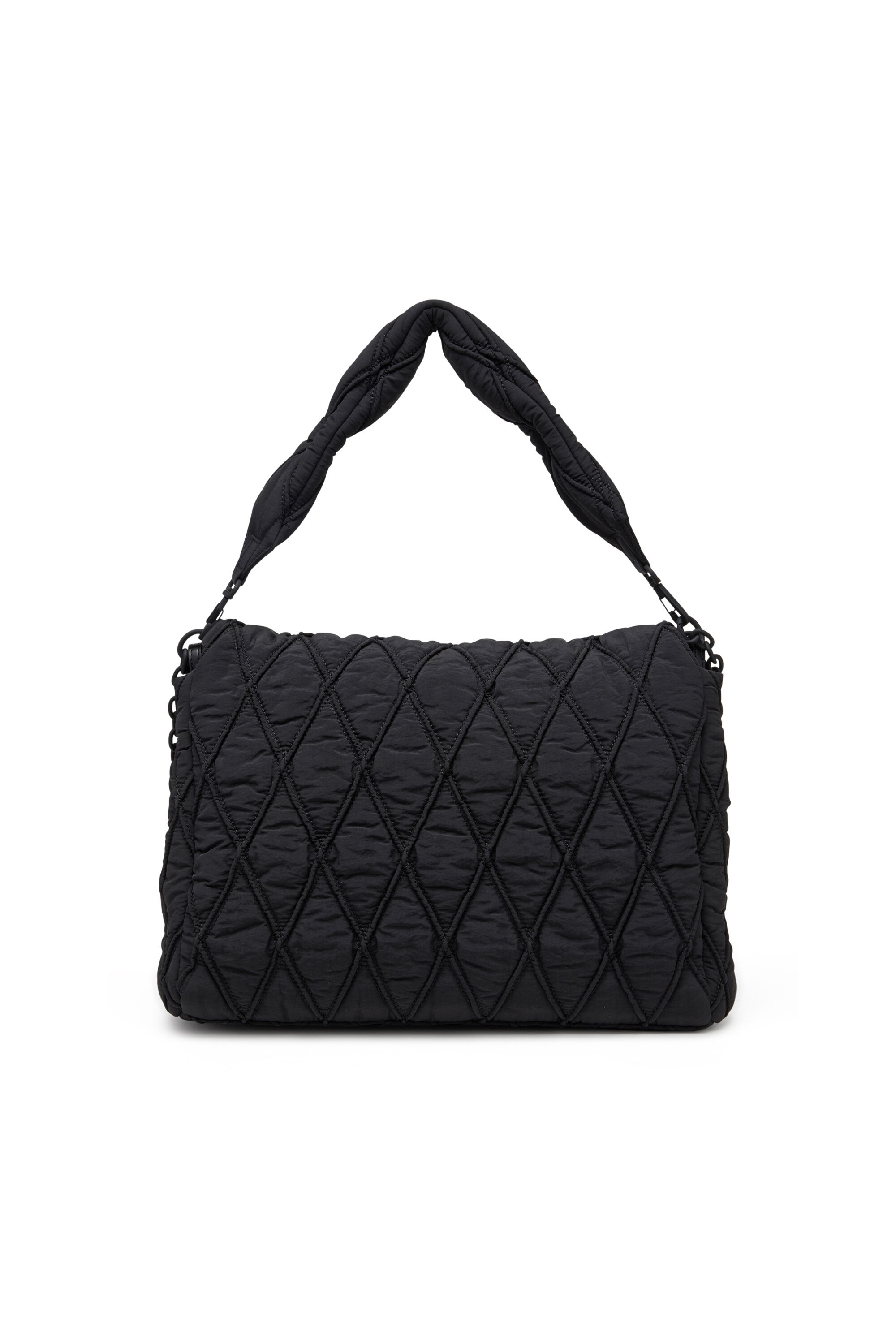 Diesel - CHARM-D SHOULDER L, Borsa a spalla in nylon washed trapuntato Donna in Nero - 3
