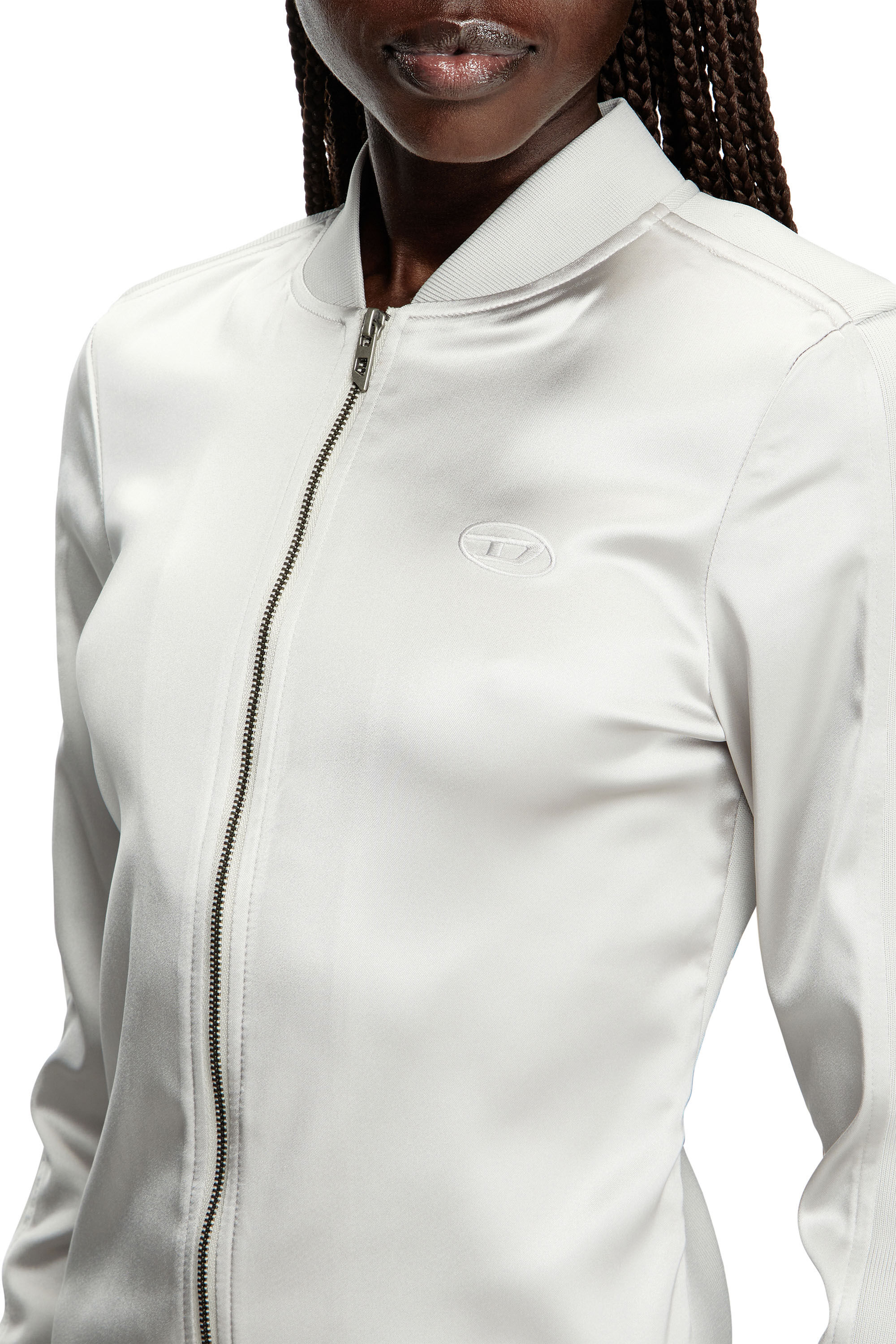 Diesel - G-OPER, Giacca in maglia e raso stretch Donna in Grigio - 5