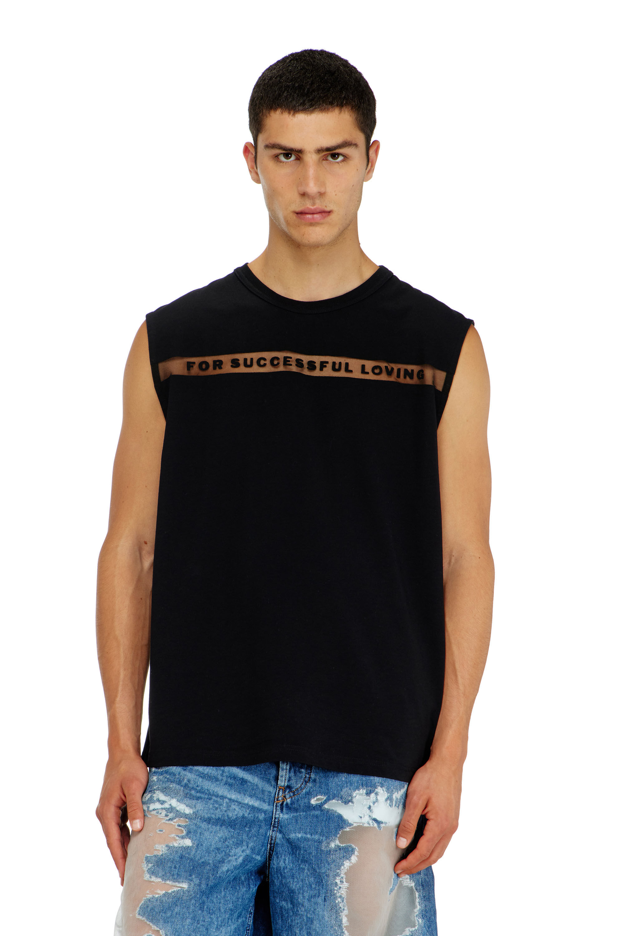 Diesel - PR-T-NORM-BISC-MATI-R, Canotta con logo For Successful Loving Unisex in Nero - 5