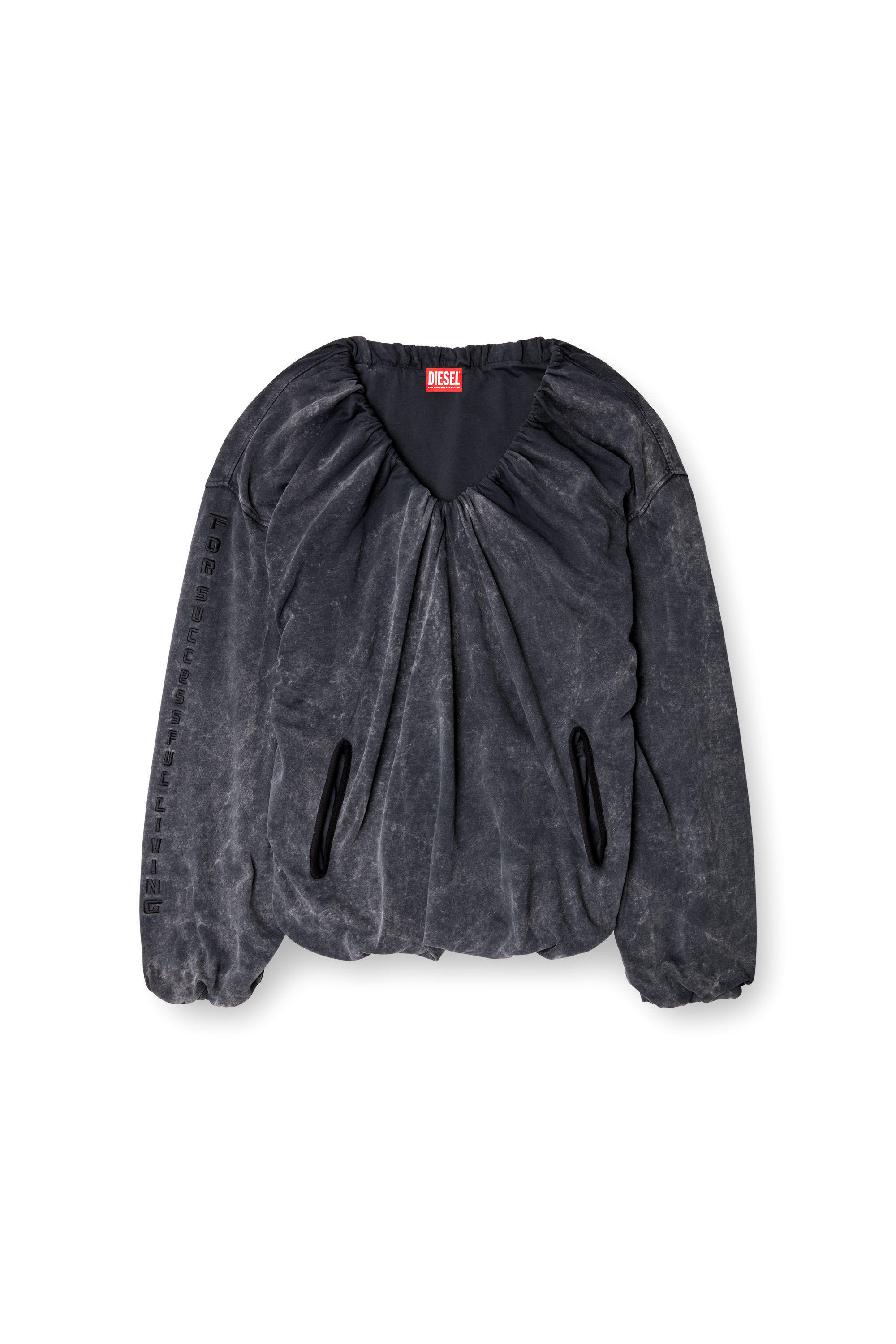 Diesel - F-INDY, Felpa arricciata effetto bleach Donna in Nero - 2