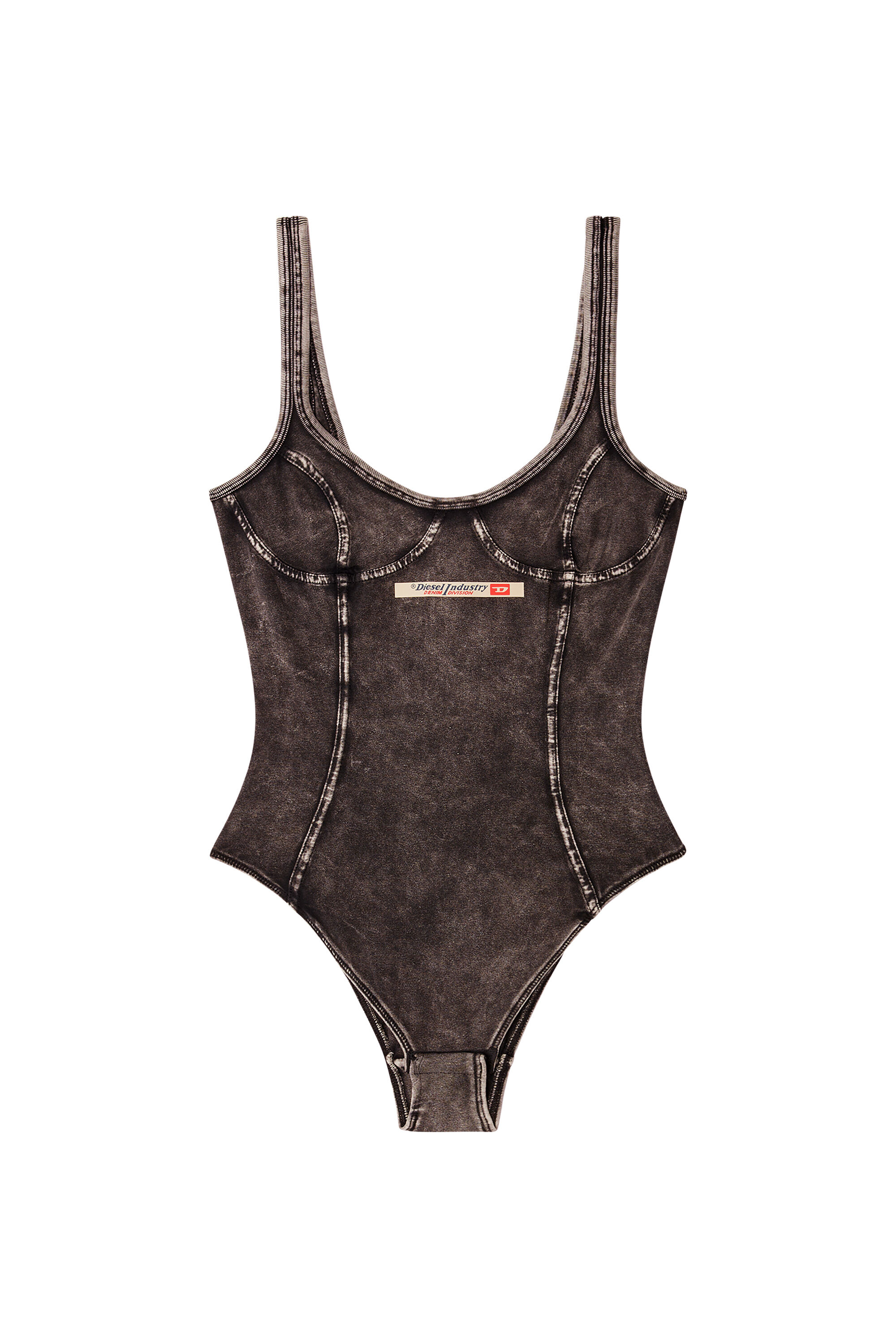 Diesel - CAMI-DNM, Body en jersey effet denim Femme in Noir - 2