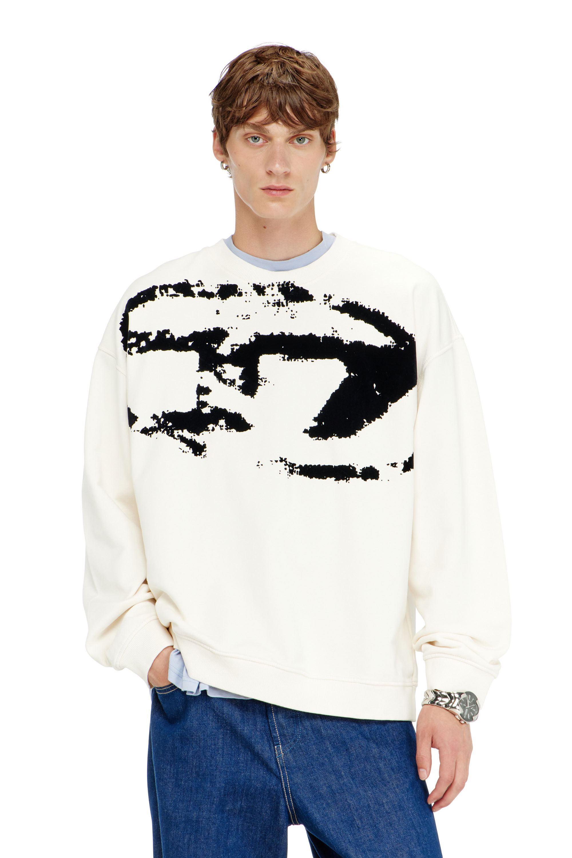 Diesel - S-BOXT-N5, Sweat-shirt en coton avec D ovale floqu&eacute; Homme in Polychrome - 3