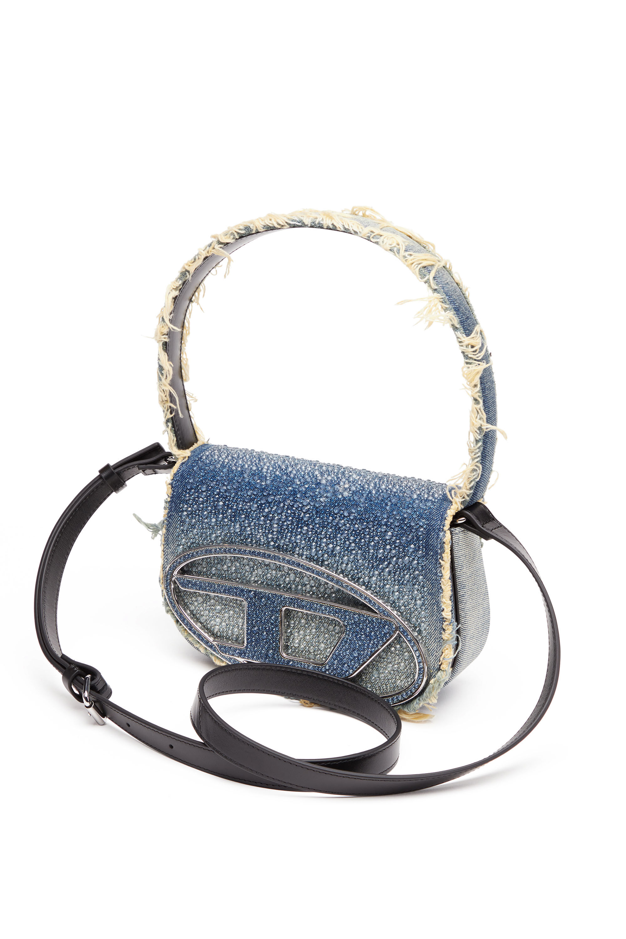 Diesel - 1DR, Damen 1DR-Ikonische Schultertasche aus Denim mit Strass in Blau - 2