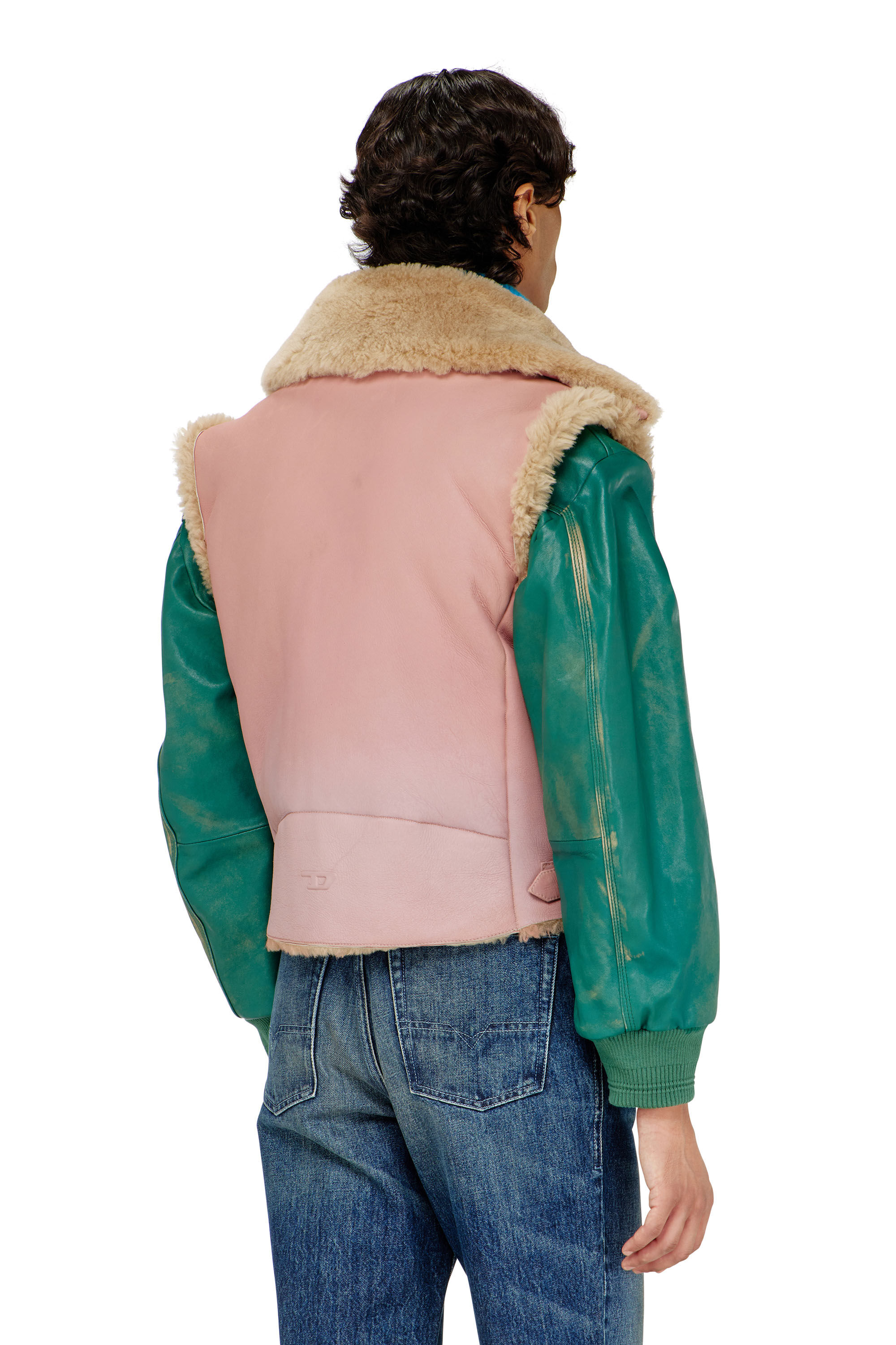 Diesel - L-HONT, Gilet in pelle shearling Uomo in Rosa - 4