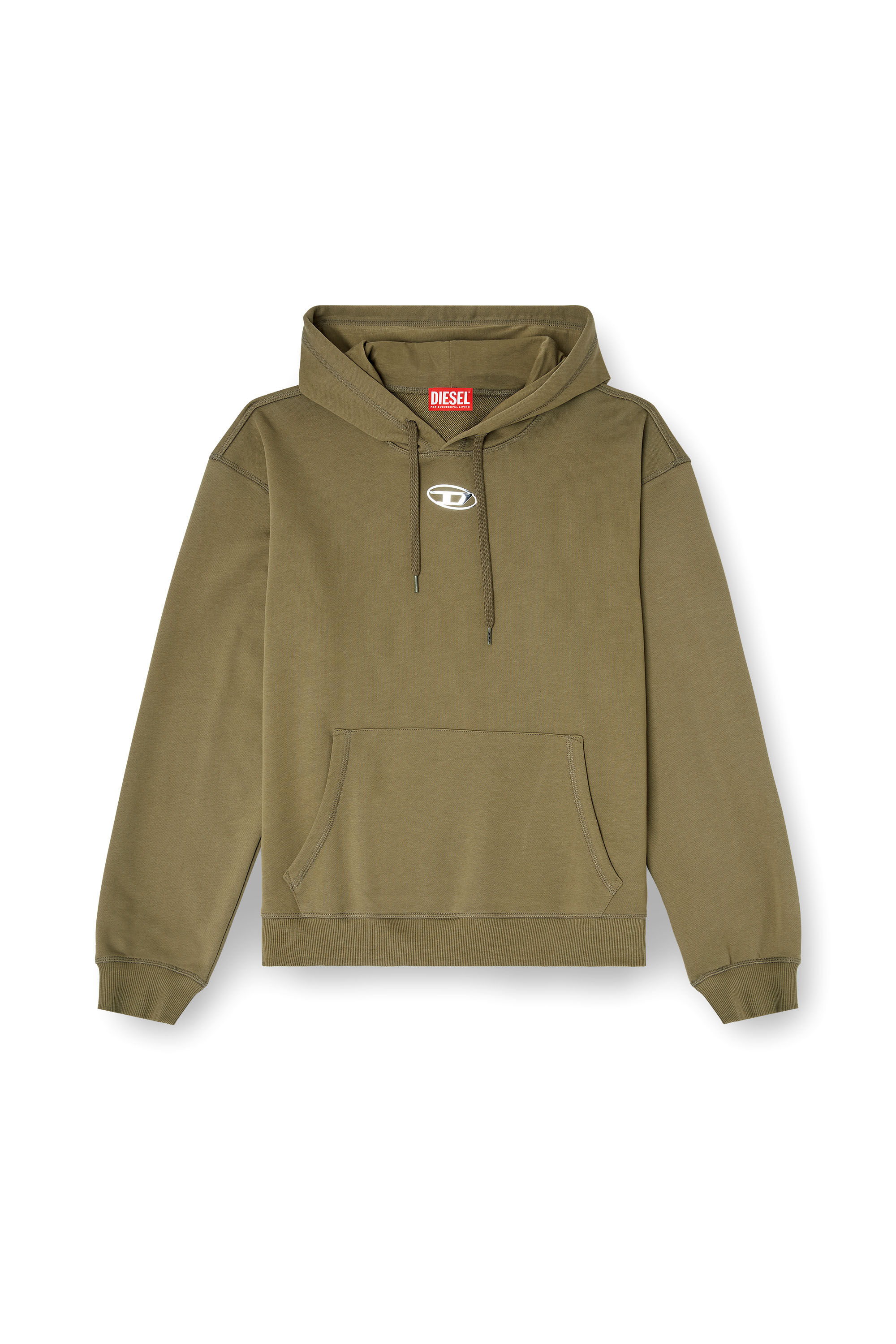 Diesel - S-NORM-HOOD-IOD, Sweat à capuche en coton avec Oval D métallique Homme in Vert - 2