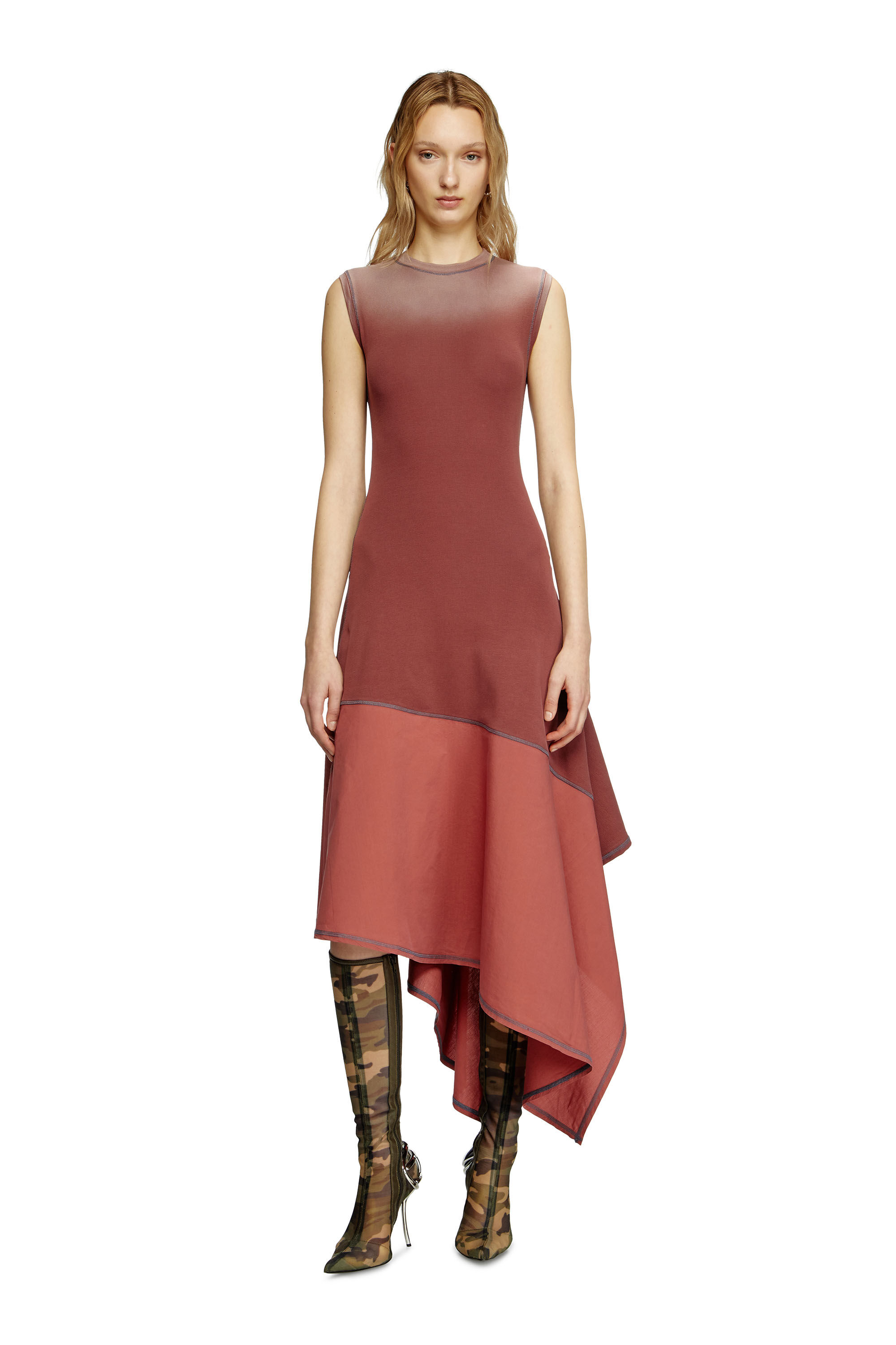 Diesel - D-ELICY, Damen Asymmetrisches ärmelloses Kleid in Rosa - 1