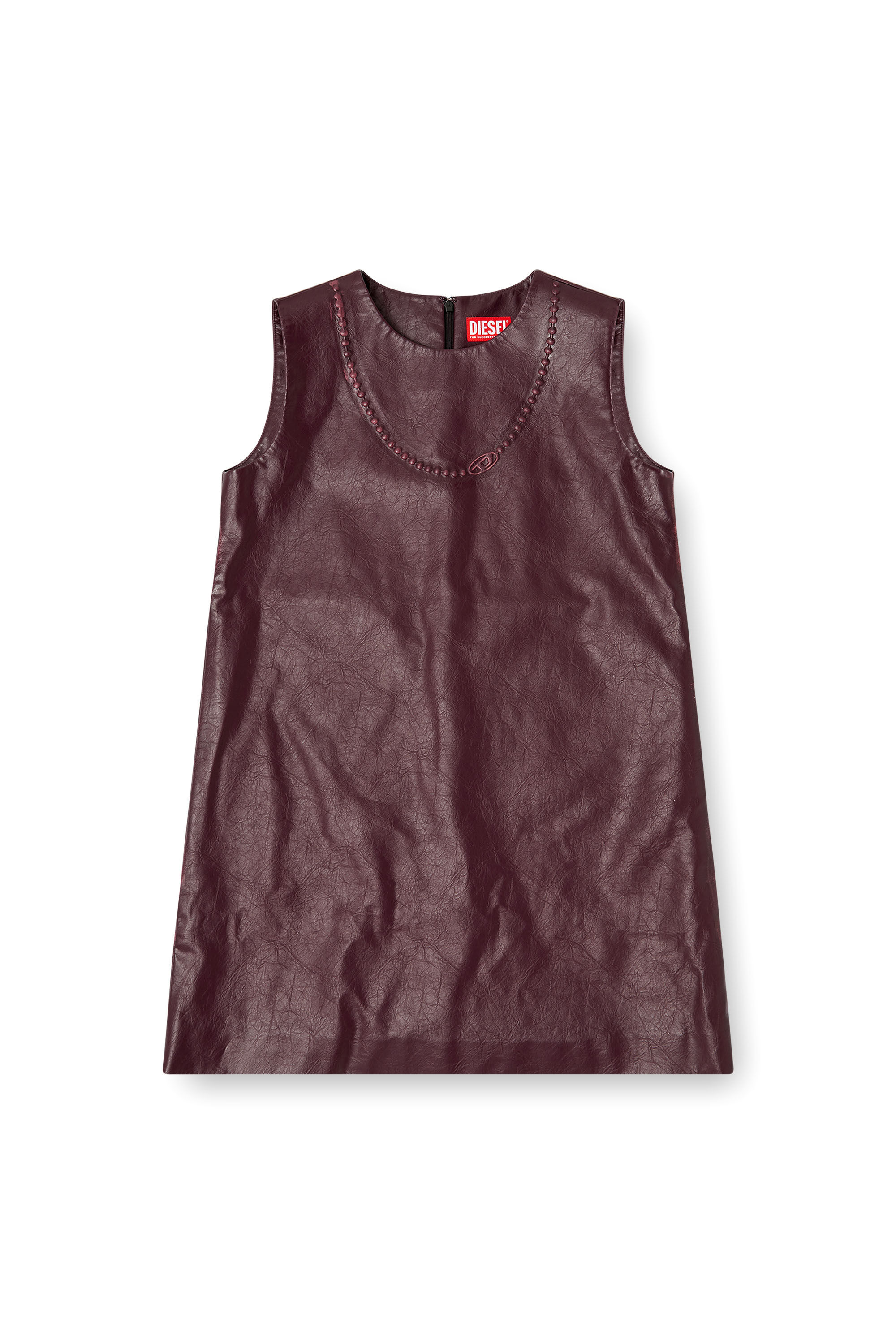 Diesel - FR-D-ARES, Miniabito senza maniche burgundy in tessuto coated Donna in Rosso - 2