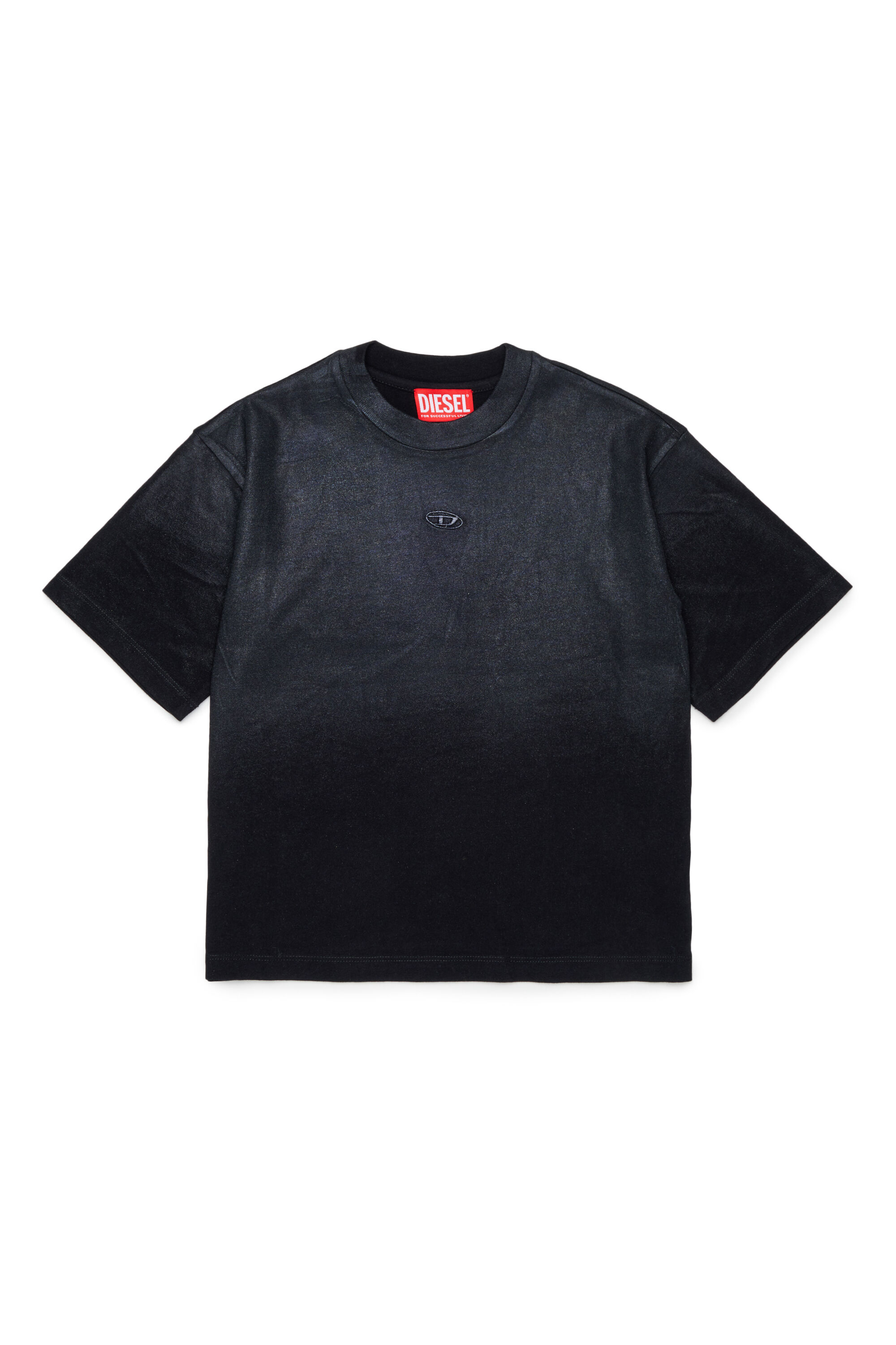 Diesel - TANORMYS2, Damen Baumwoll-T-Shirt mit tonaler Oval D Stickerei in Schwarz - 1
