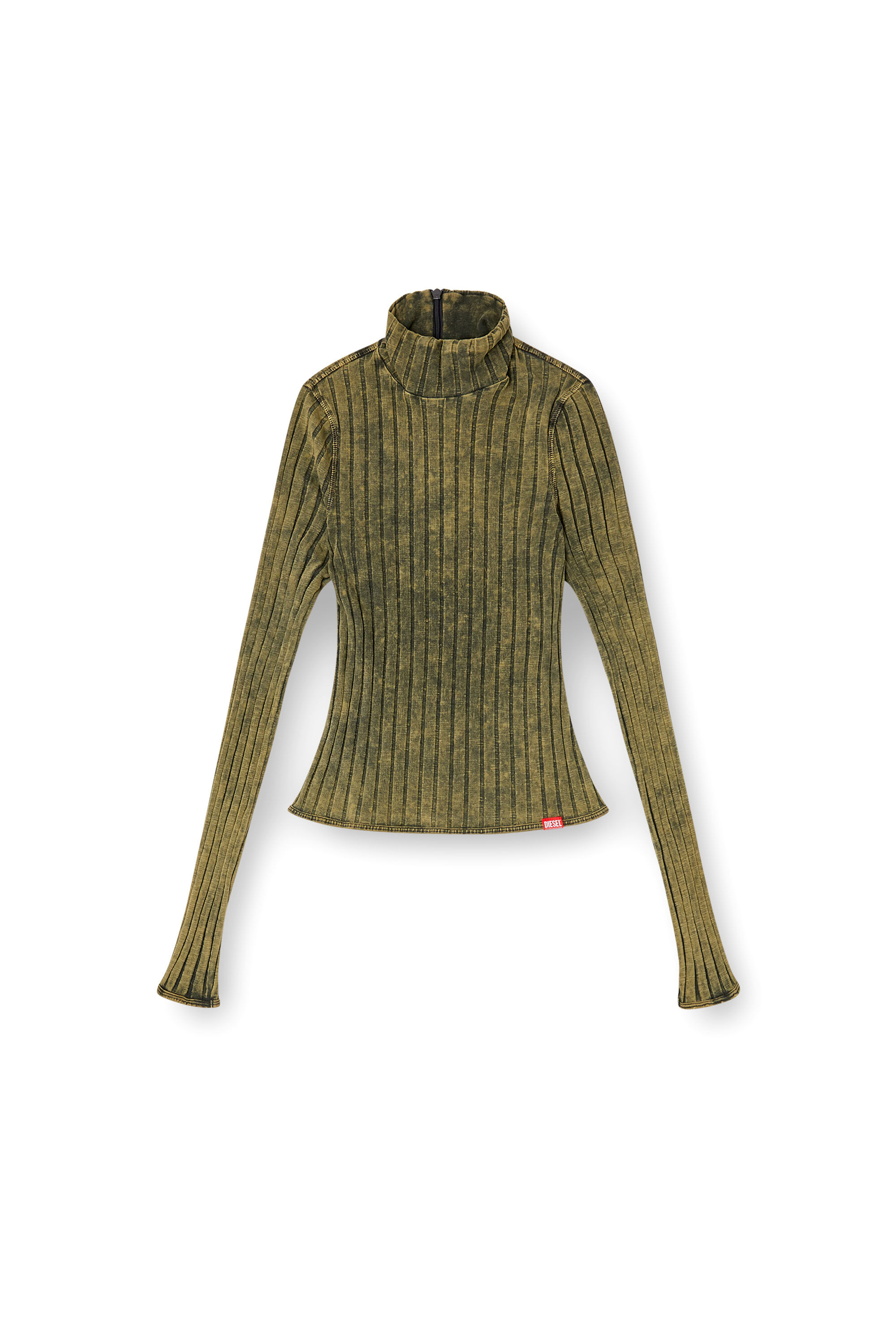 Diesel - T-CLAWA, Maglia in jersey trattato e lavorato a costa ampia Donna in Verde - 2