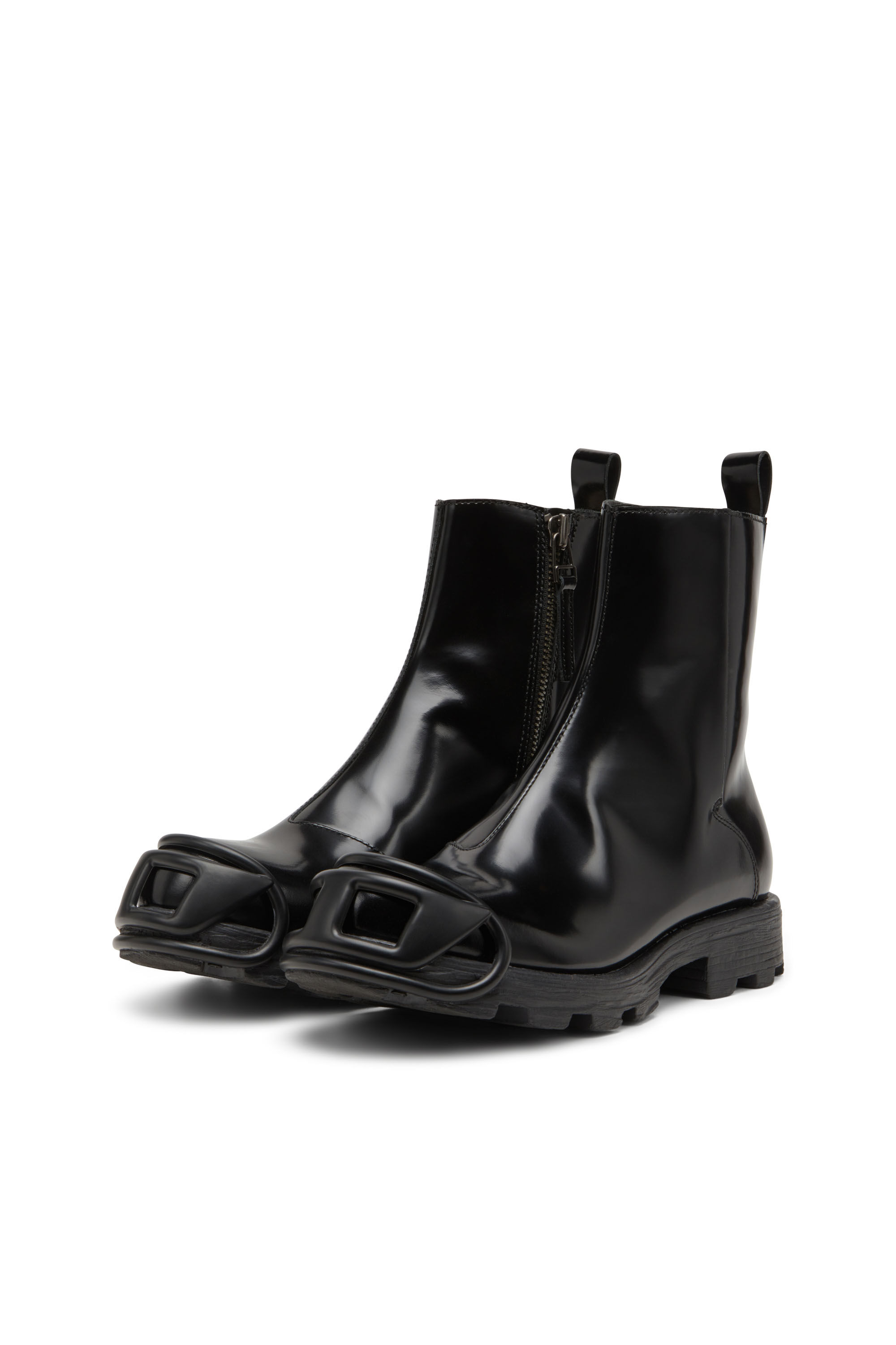 Diesel - D-HAMMER BT ZIP D, D-Hammer-Bottines Chelsea en cuir avec embout Oval D Homme in Noir - 9