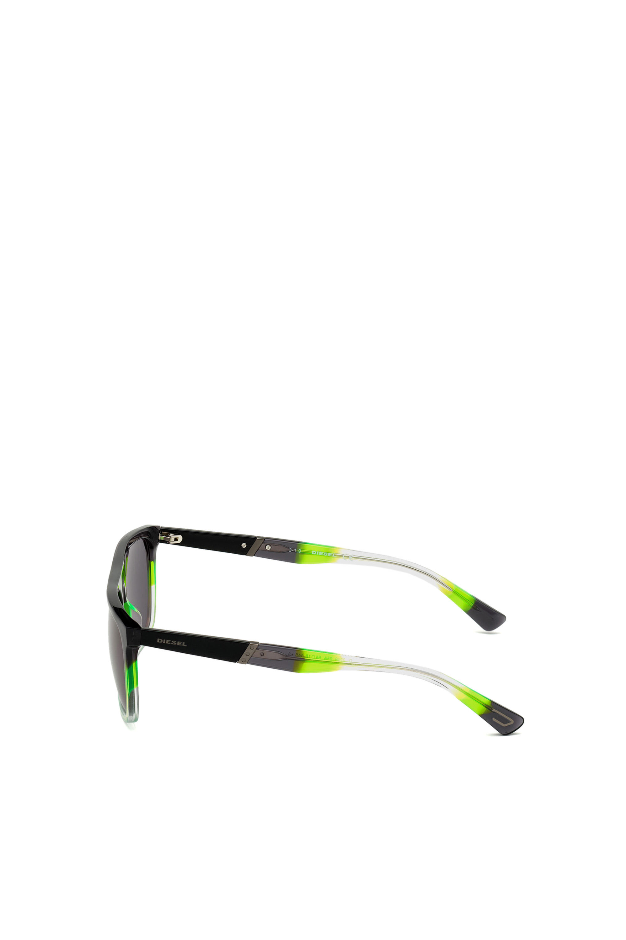 Diesel - DL0299, Herren Sonnenbrille mit quadratischer Acetatform in Schwarz/Grün - 4