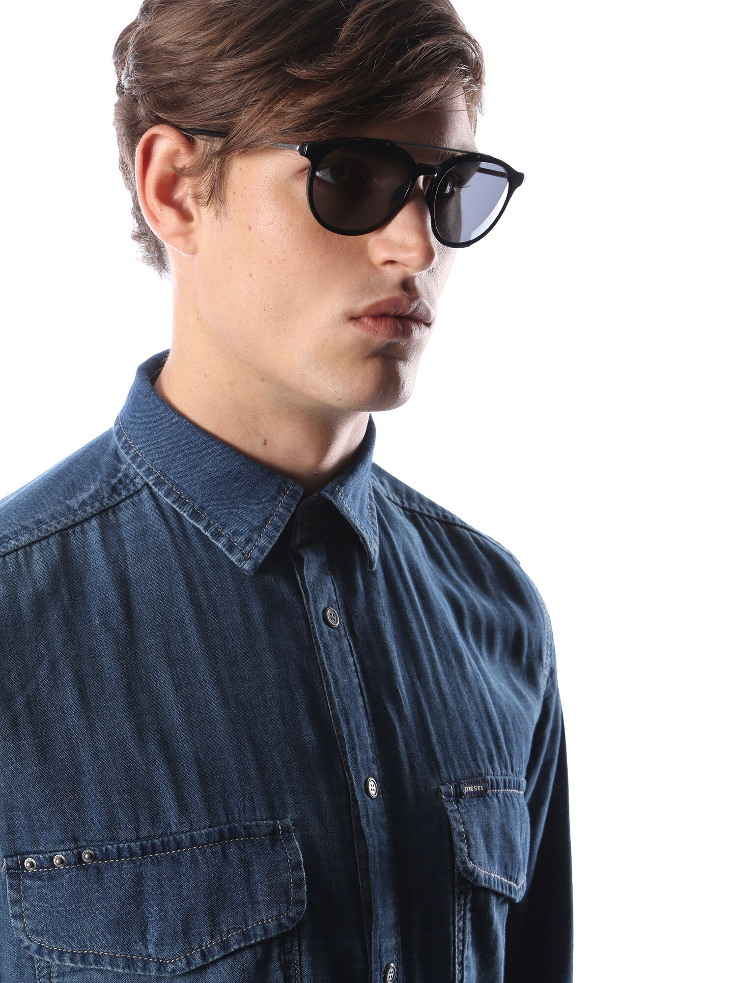Diesel - DM0188, Unisex Vintage-Sonnenbrille mit Metalldetails in Schwarz - 4