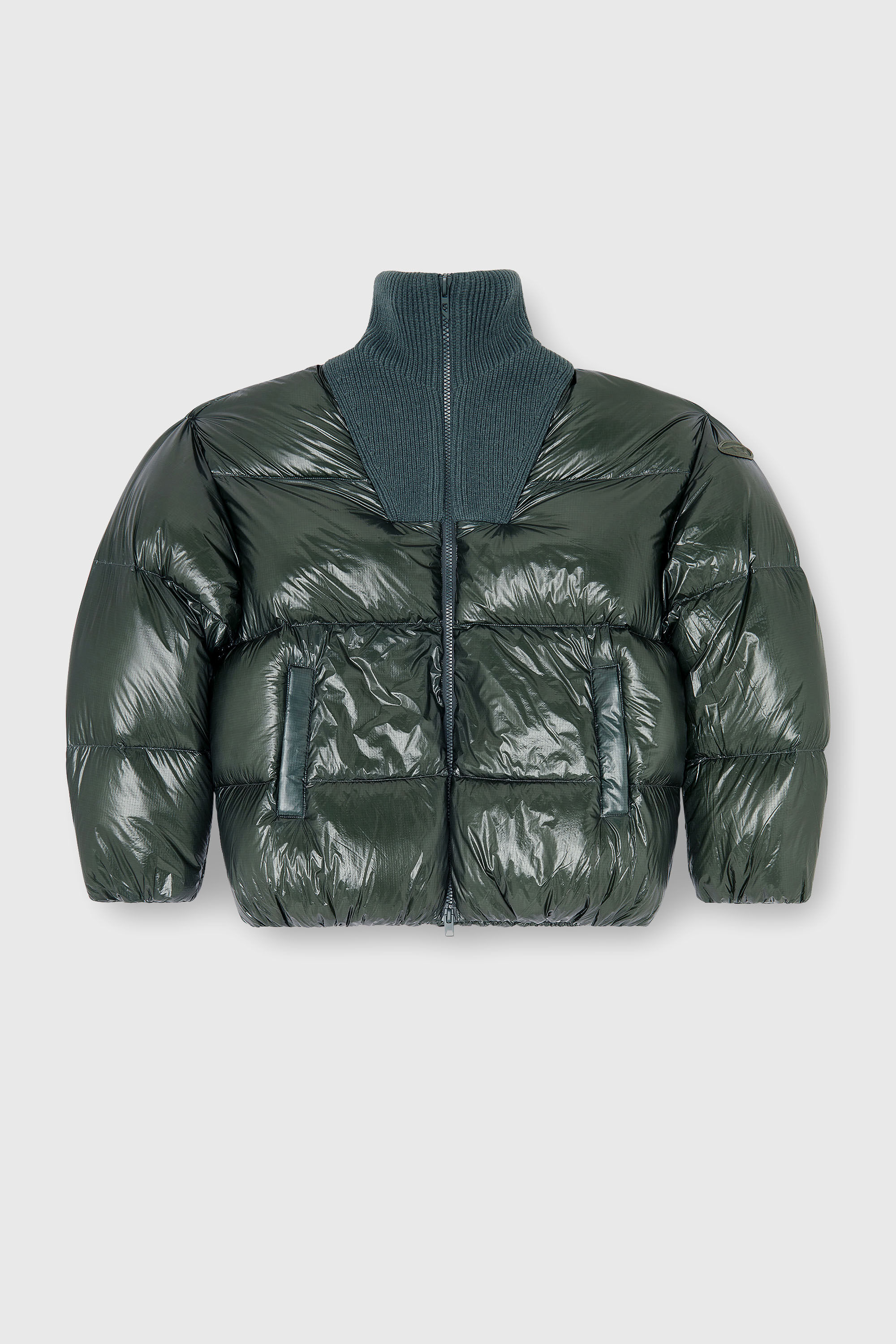 Diesel - W-RIBB, Piumino in ripstop con collo a costine Uomo in Verde - 2