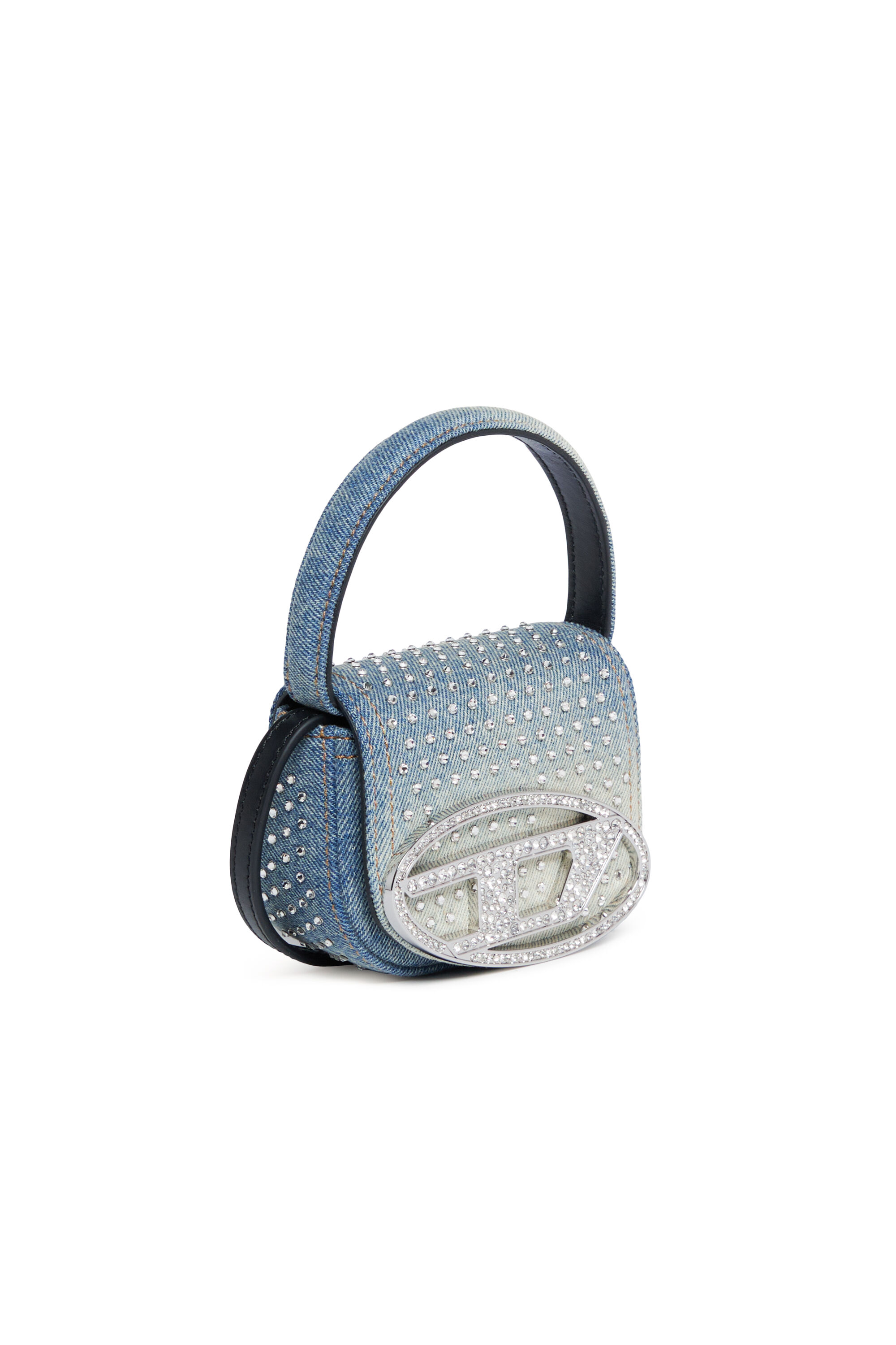 Diesel - 1DR XS, Iconica mini bag in denim e cristalli Donna in Blu - 3