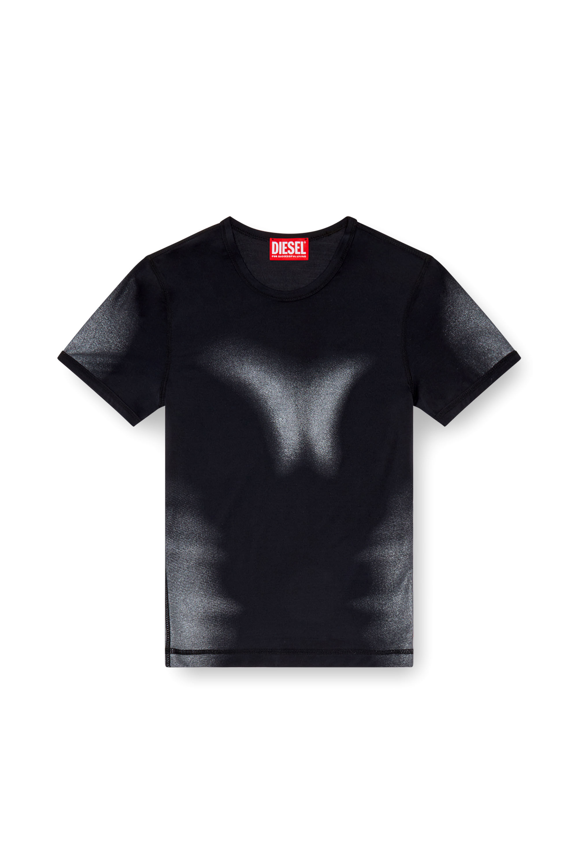 Diesel - T-ANESSA, Femme T-shirt avec effets métallisés in Noir - Image 2