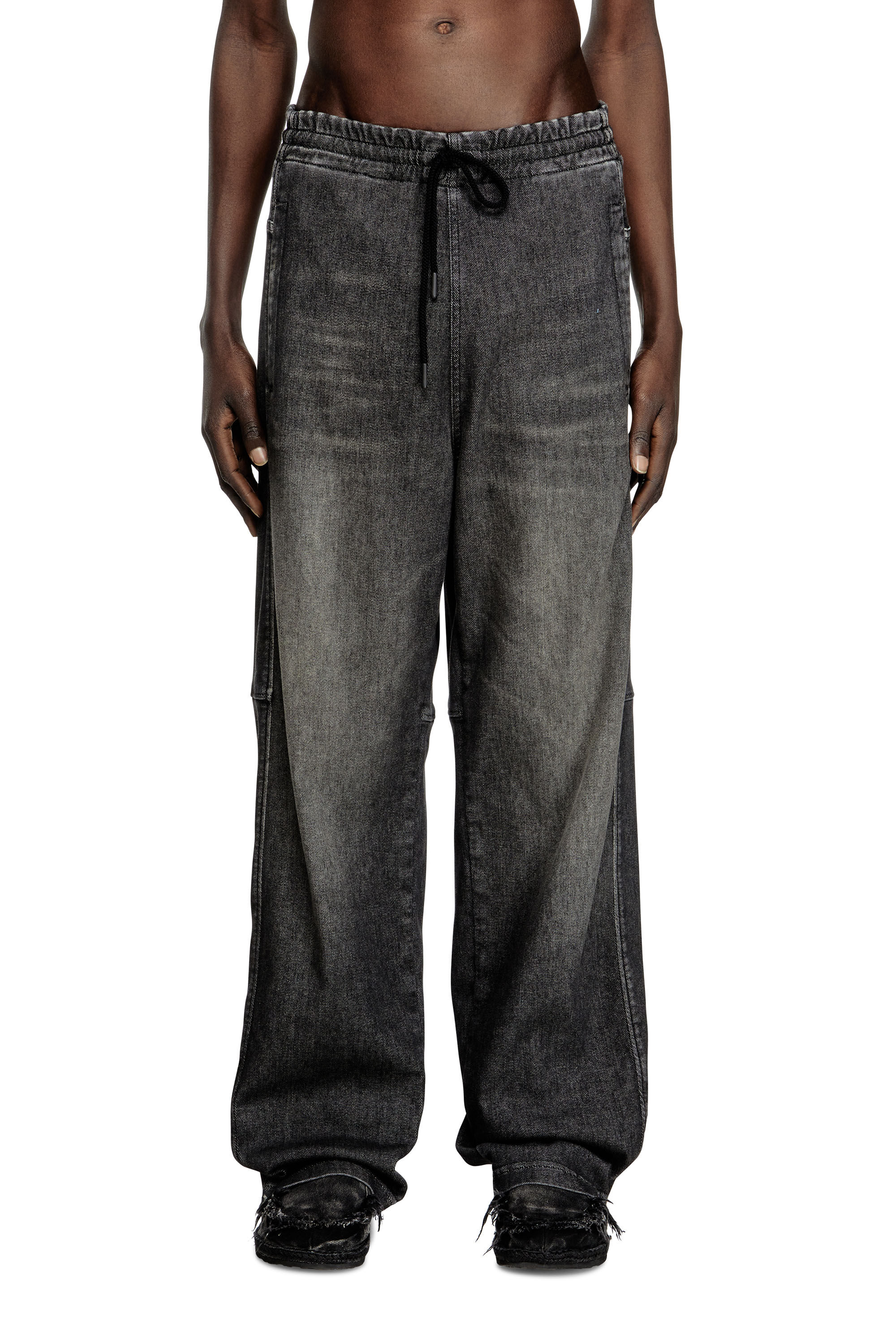 Diesel - Relaxed D-Martyans Track Denim 09L77 Unisex, Nero/Grigio scuro - Image 3