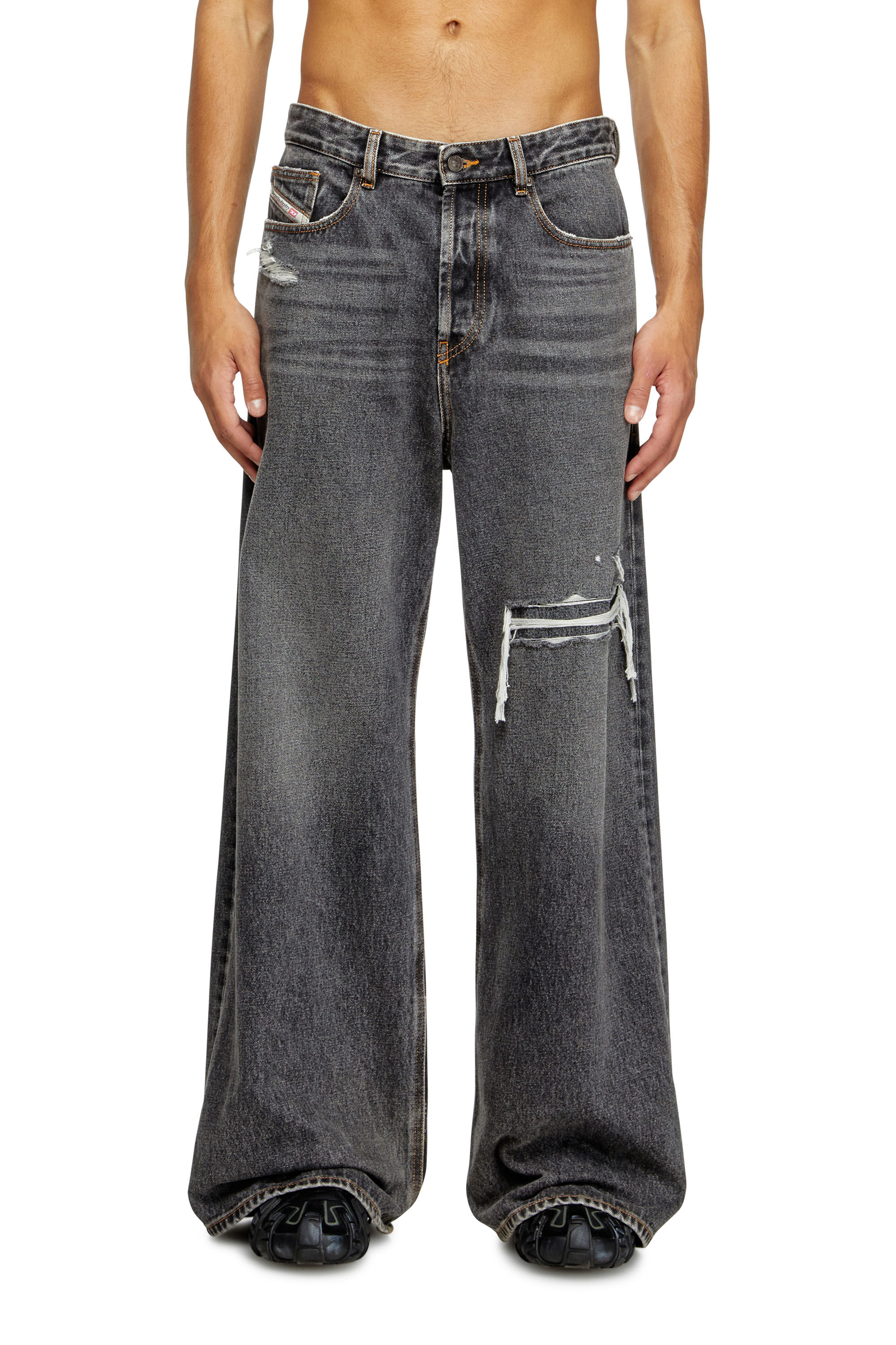 Diesel - Relaxed Jeans D-Rise 007F6 Uomo, Nero/Grigio scuro - Image 3