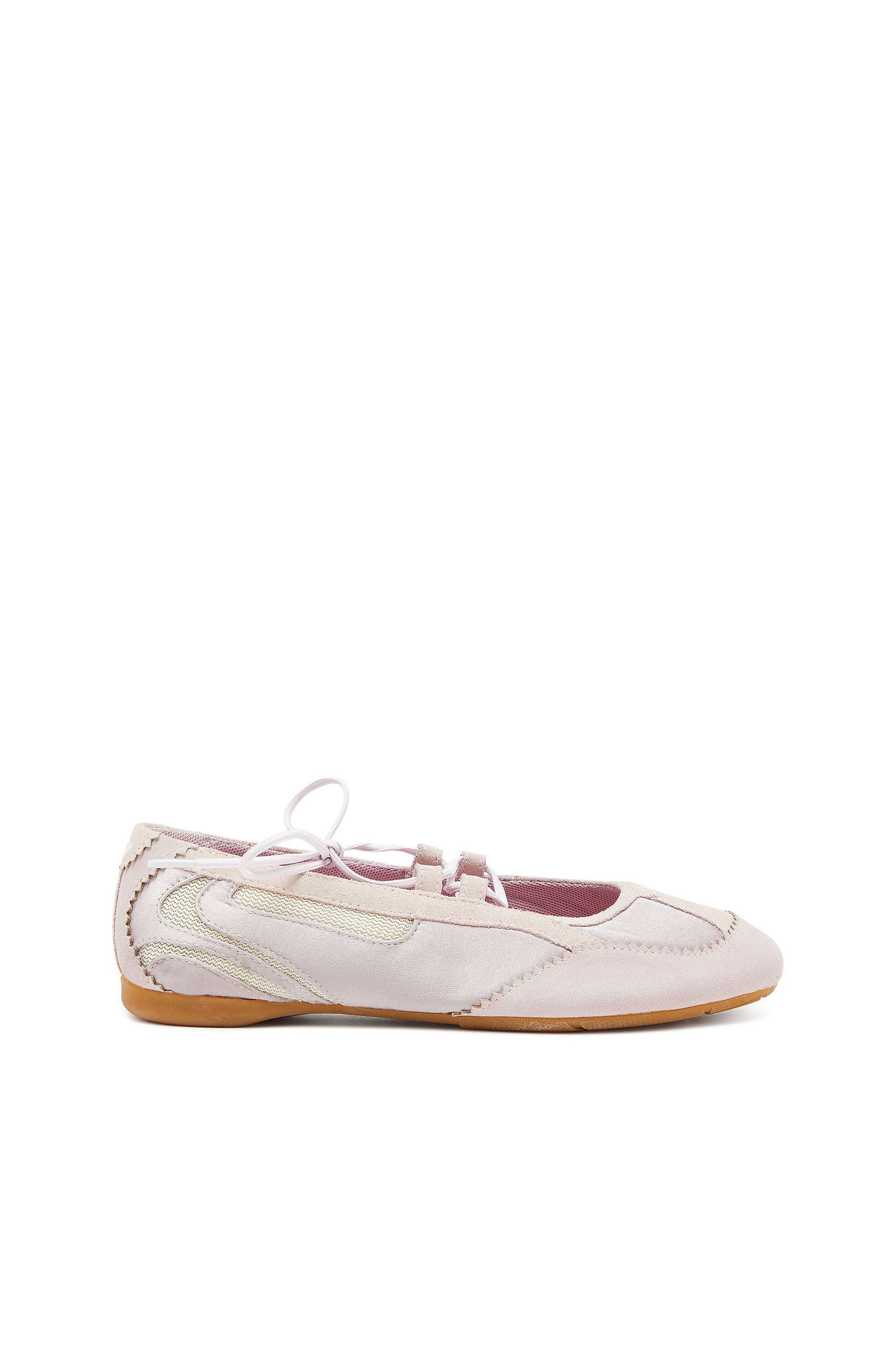 Diesel - D-MILE BALLERINA LACE UP II W, D-Mile - Ballerines &agrave; lacets en cuir et mesh Femme in Rose - 1