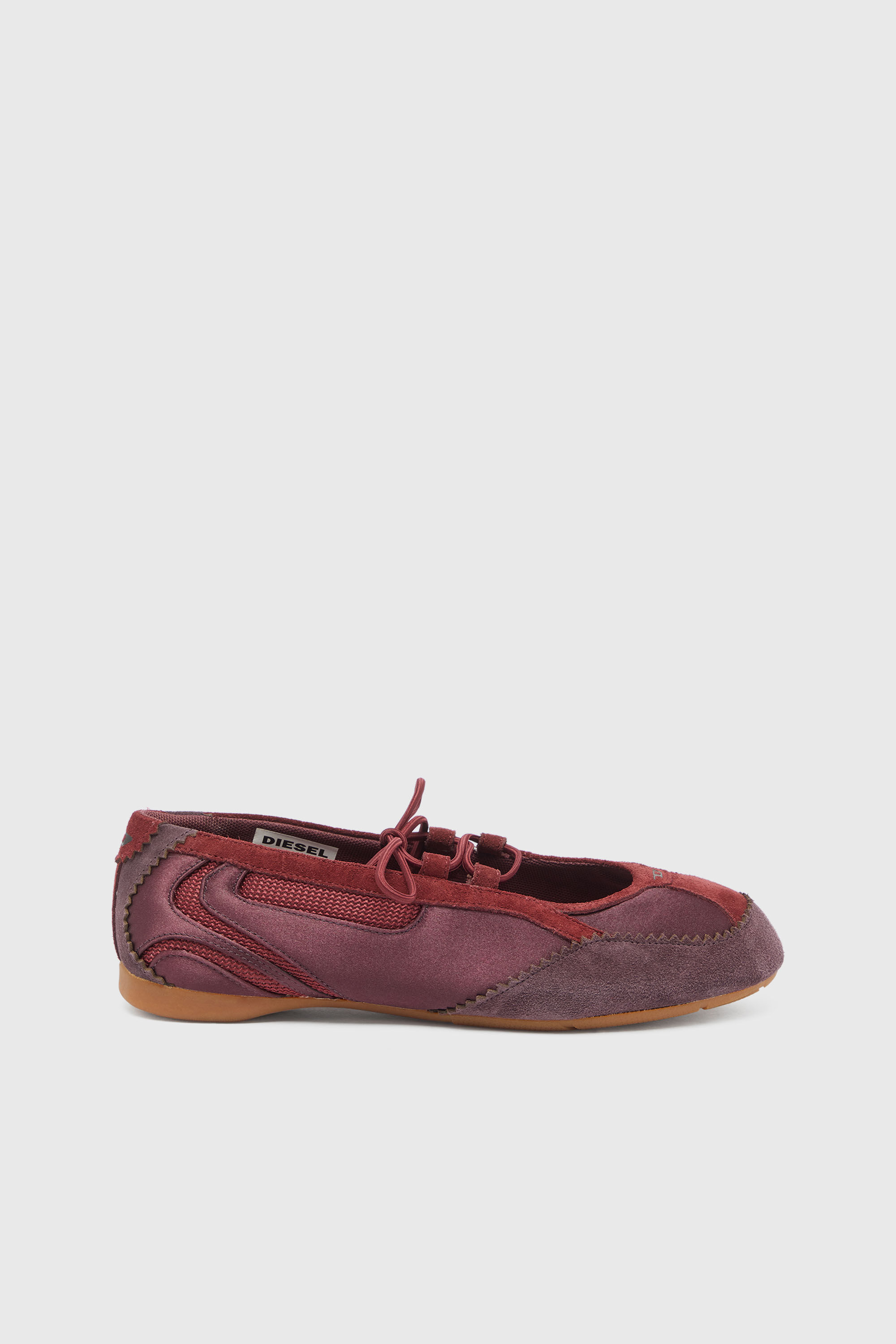 Diesel - D-MILE BALLERINA LACE UP II W, Damen D-Mile &ndash; Ballerinaschn&uuml;rschuhe aus Leder und Mesh in Burgunderrot - 1