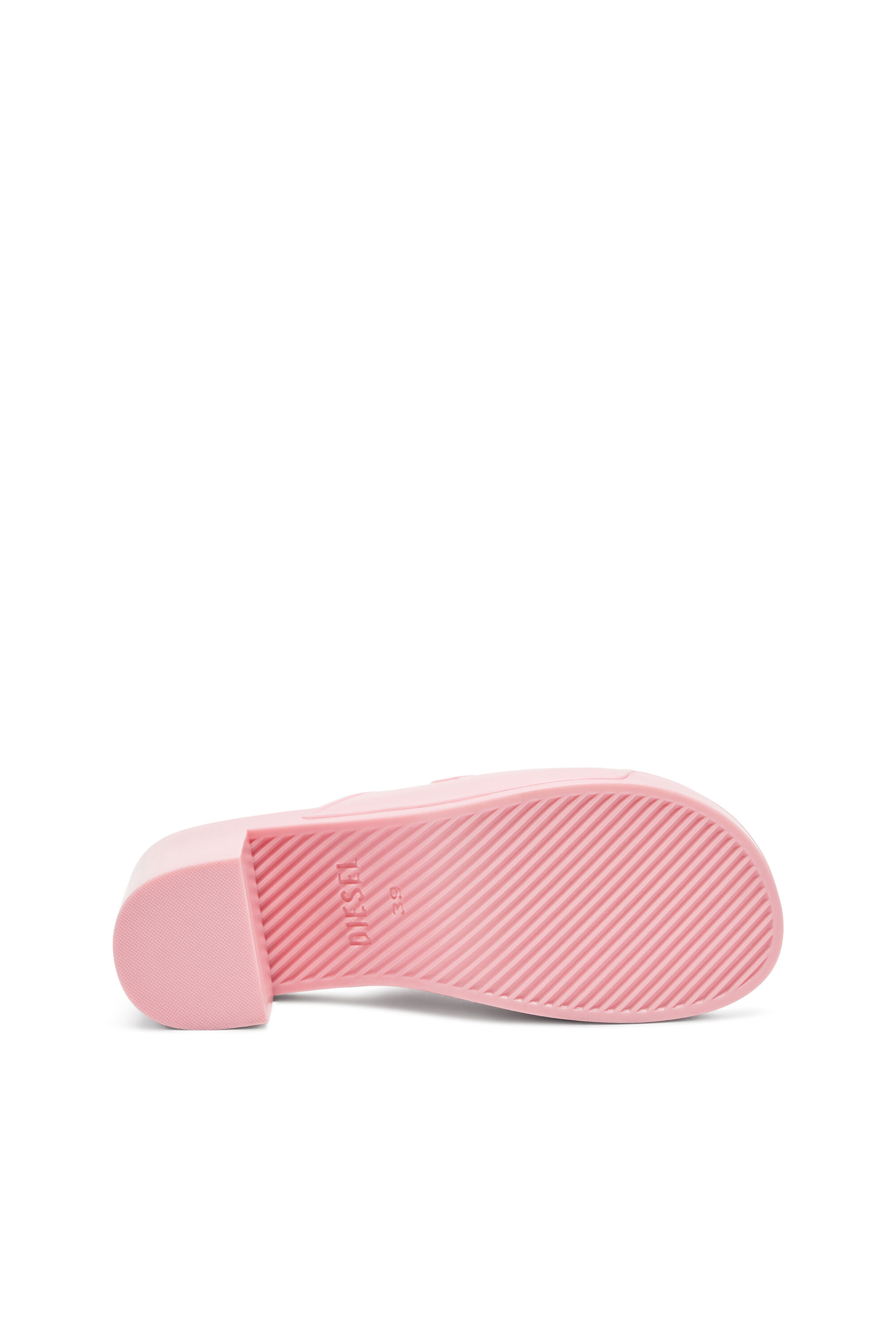 Diesel - SA-BONNIE, Sa-Bonnie-Slides en caoutchouc à talons avec logo ajouré Femme in Rose - 5