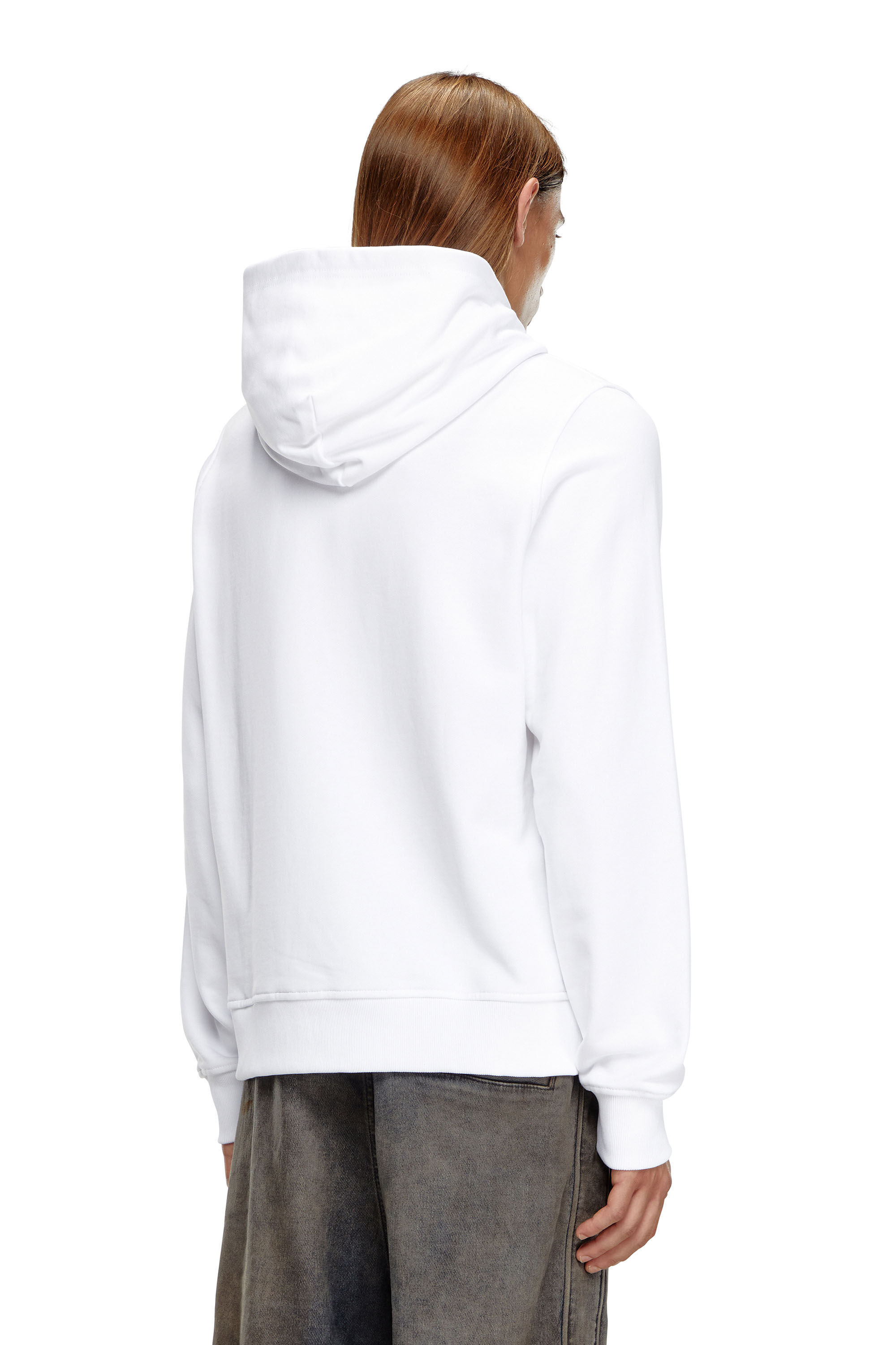 Diesel - S-GINN-HOOD-D, Homme Sweat-shirt à capuche en coton avec mini empiècement D in Blanc - Image 4