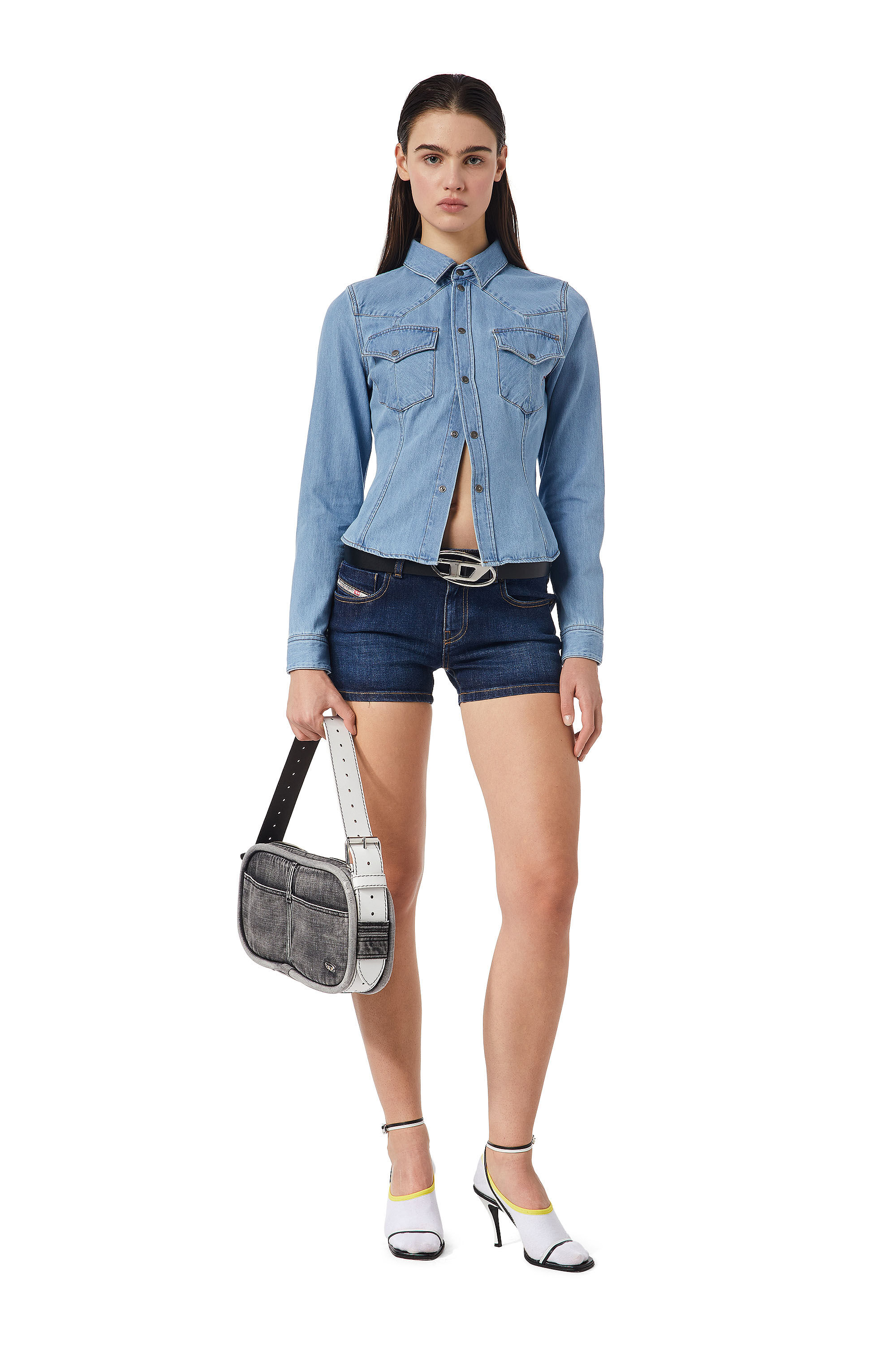 Diesel - DE-RIN WESTERN SHIRT, Bleu moyen - Image 1
