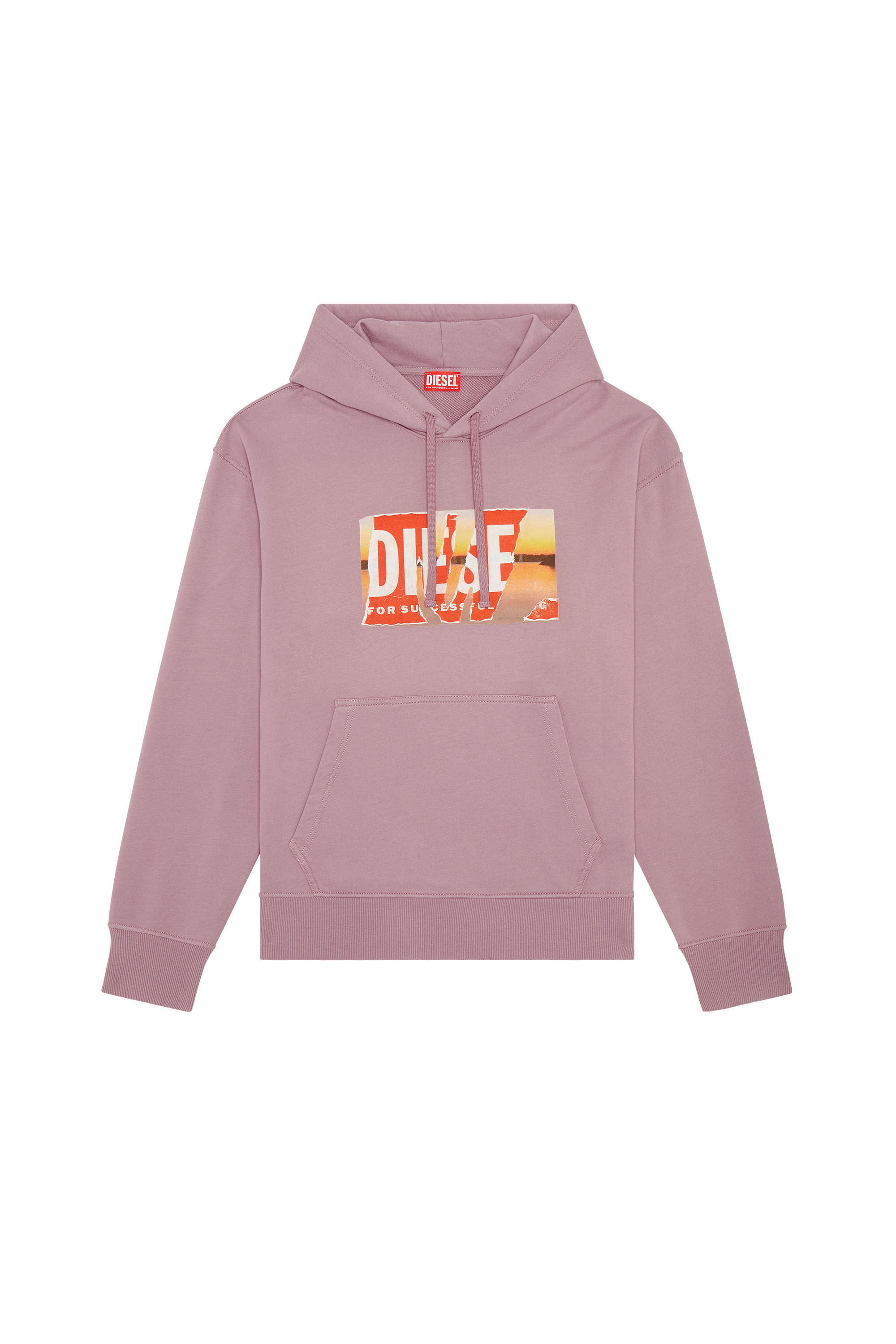 Diesel - S-MACS-HOOD-POFF-L1, Hoodie oversize con stampa peel-off Uomo in Viola - 2