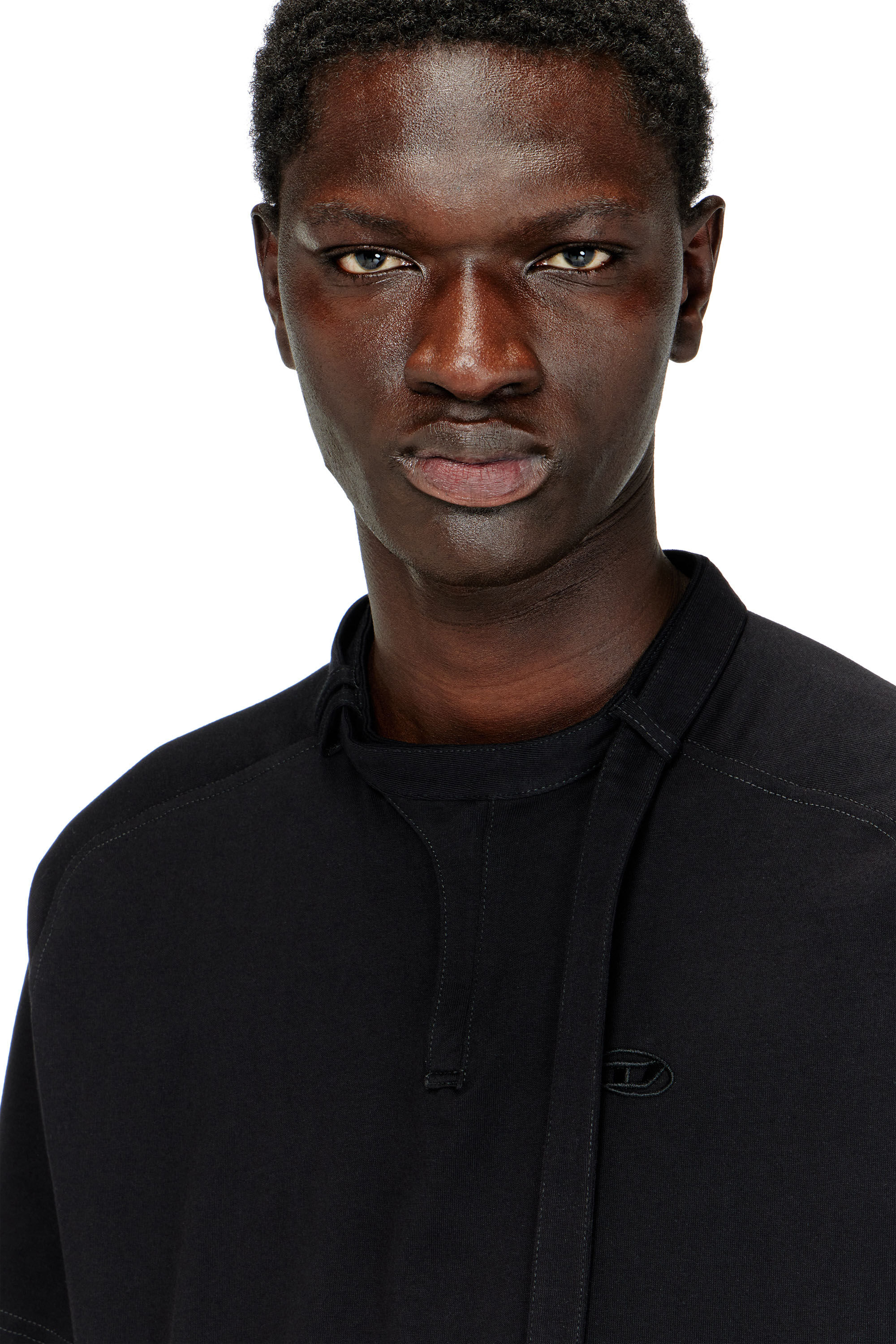 Diesel - T-KAUKO, Man's T-shirt with biker neck strap in Black - 5