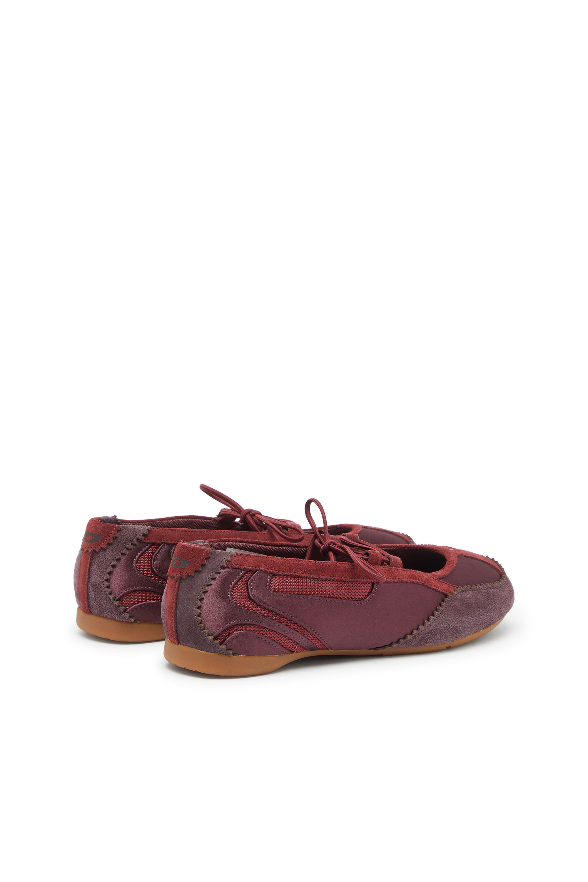 Diesel - D-MILE BALLERINA LACE UP II W, D-Mile - Ballerines &agrave; lacets en cuir et mesh Femme in Rouge - 3