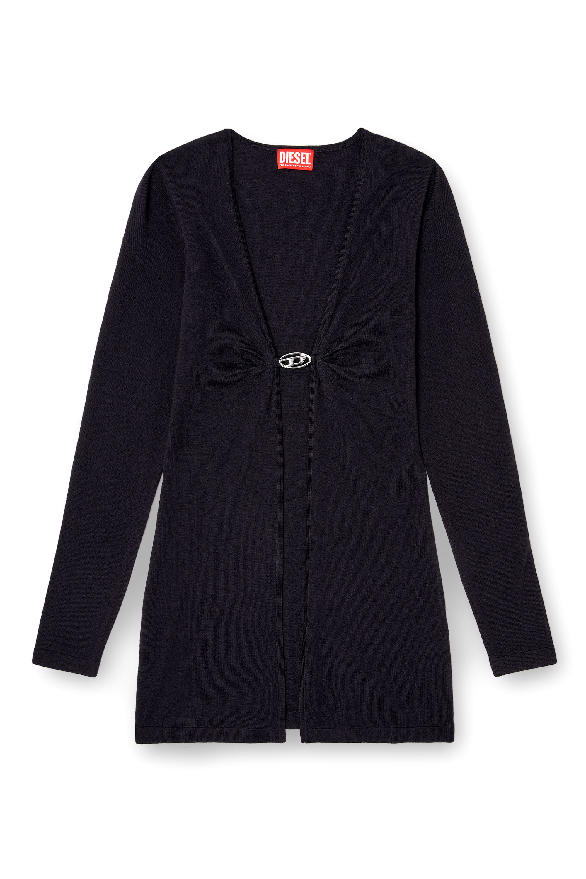 Diesel - M-PIERRY-LONG, Cardigan long en laine avec devant ouvert Femme in Bleu - 2
