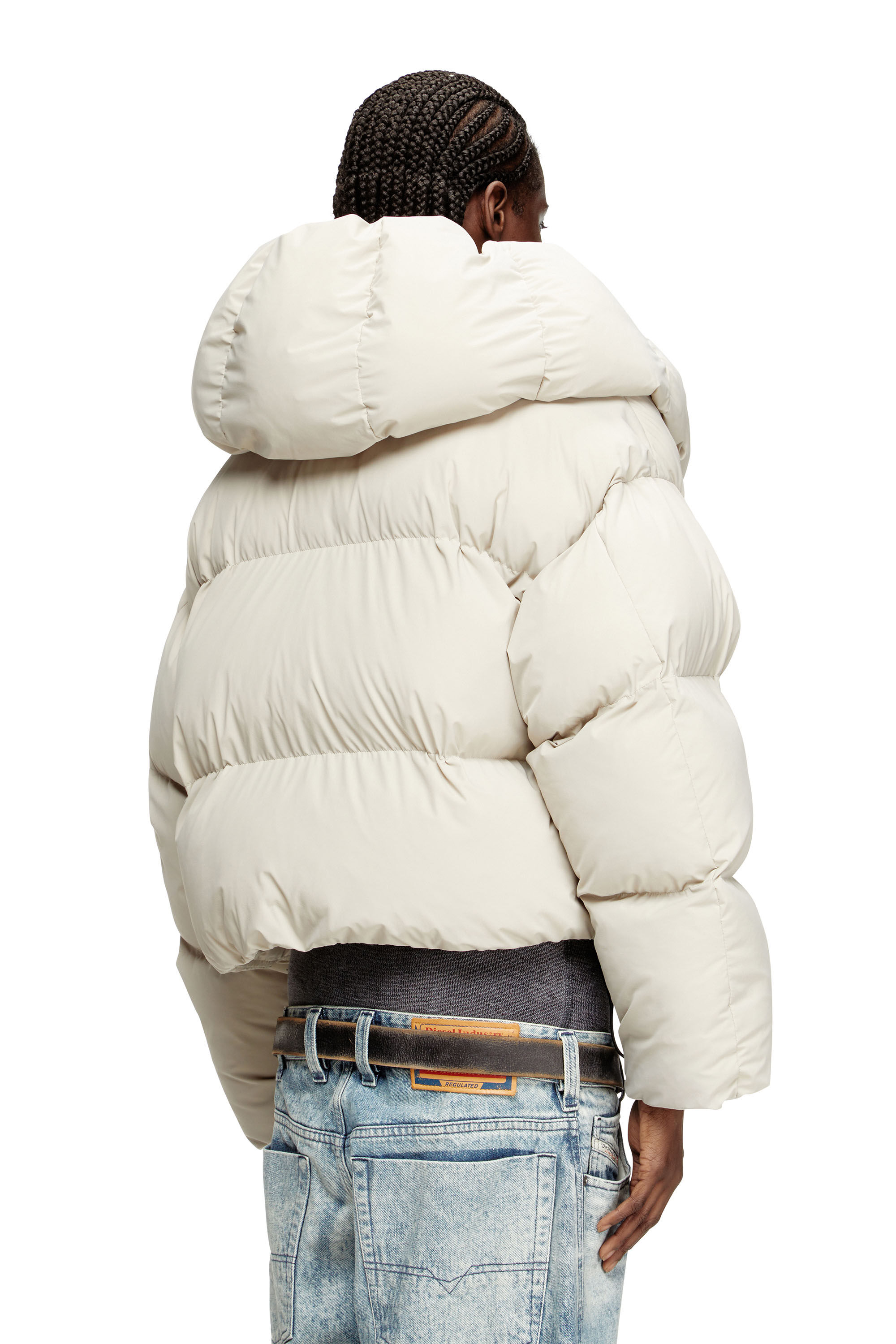 Diesel - W-ILEY-T1, Damen Wickel-Daunen-Jacke aus Bi-Stretch-Nylon in Beige - 4