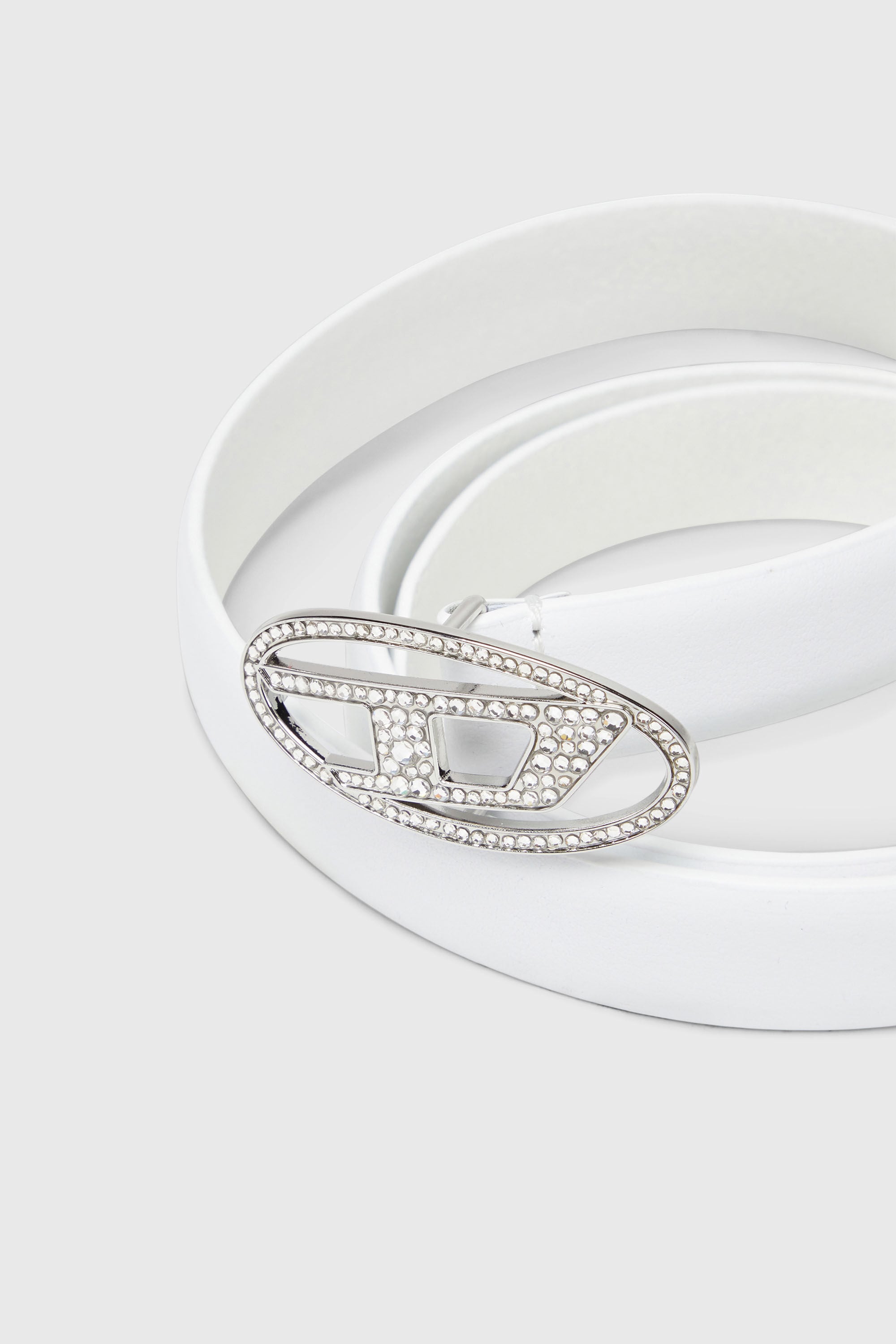 Diesel - B-1DR STRASS 20, Ceinture 1.9 cm fine en cuir avec boucle en cristal Femme in Blanc - 3