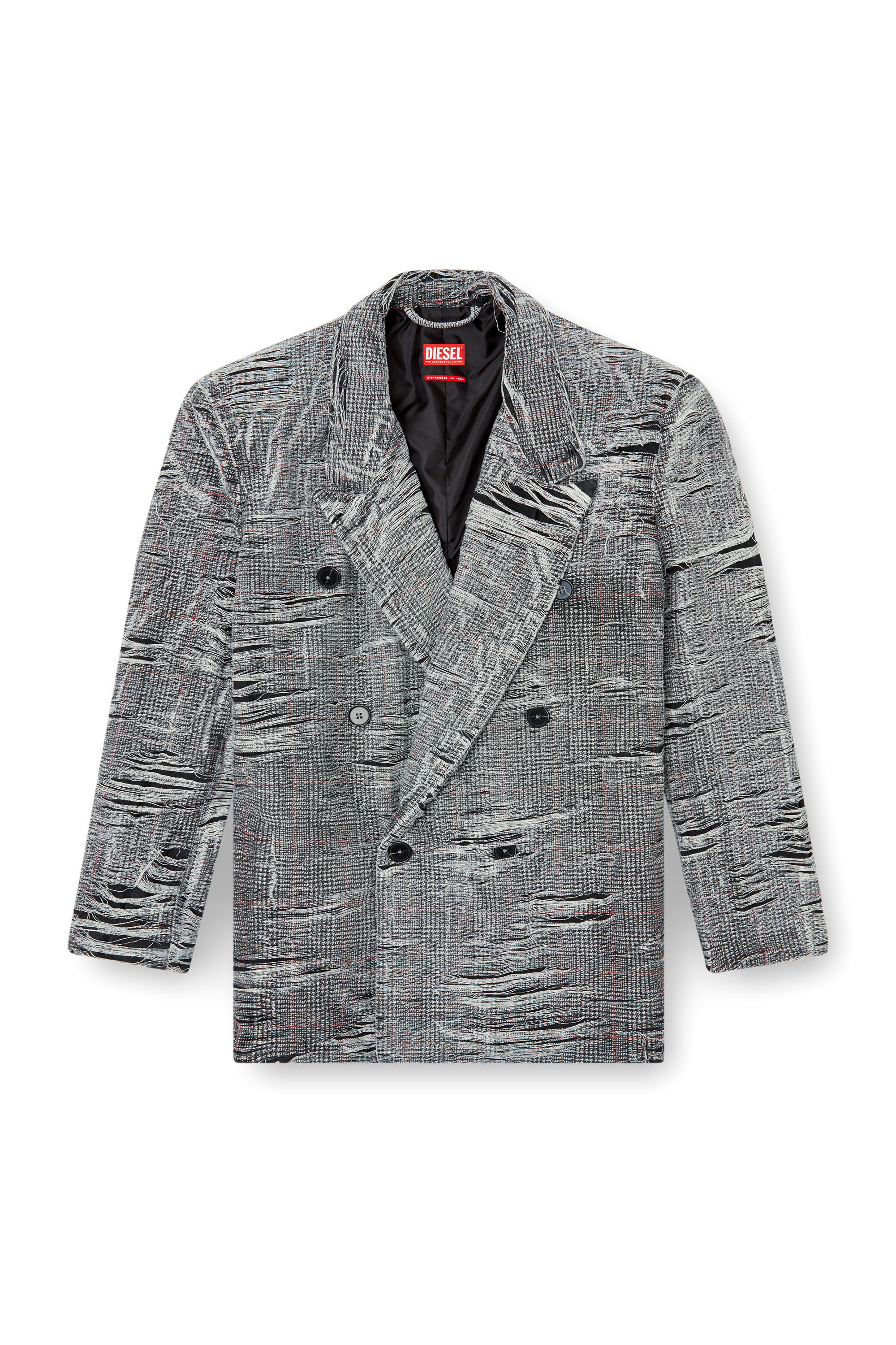 Diesel - D-PEKKA-FSG, Blazer in denim distressed Principe di Galles Uomo in Grigio - 2