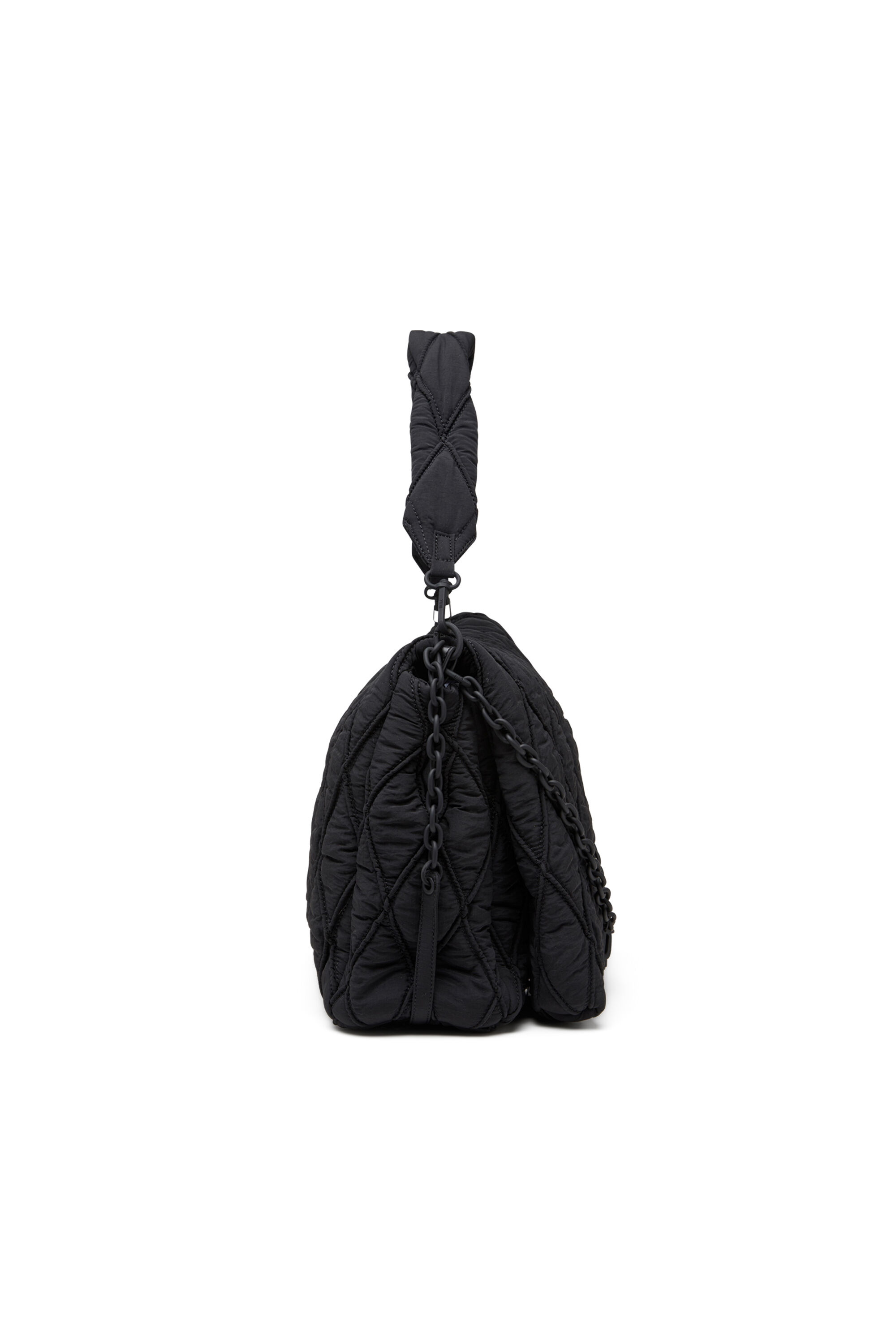 Diesel - CHARM-D SHOULDER L, Borsa a spalla in nylon washed trapuntato Donna in Nero - 4