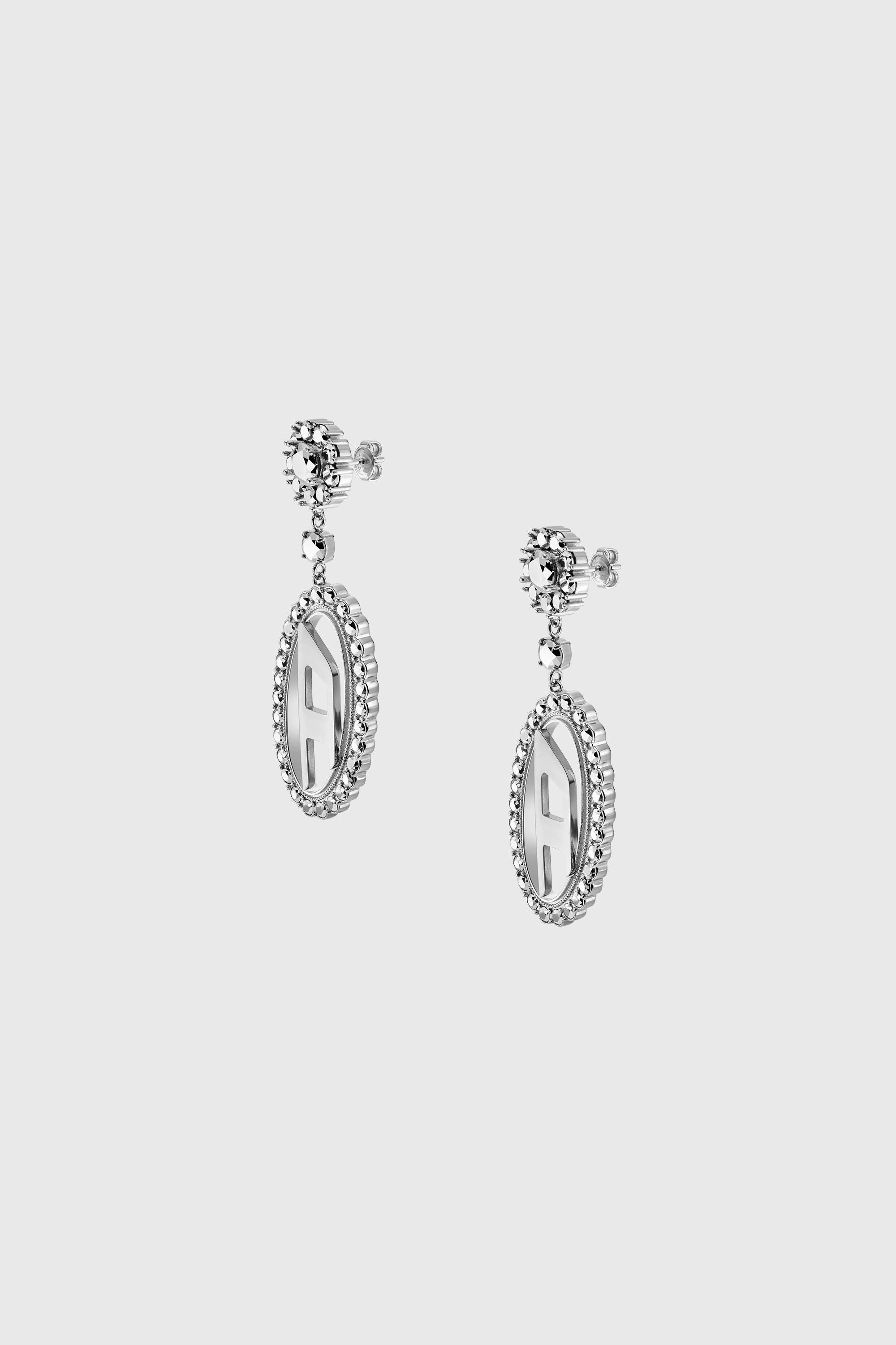 Diesel - DX1751040, Orecchini pendenti in acciaio inox con pav&eacute; Unisex in Argento - 1