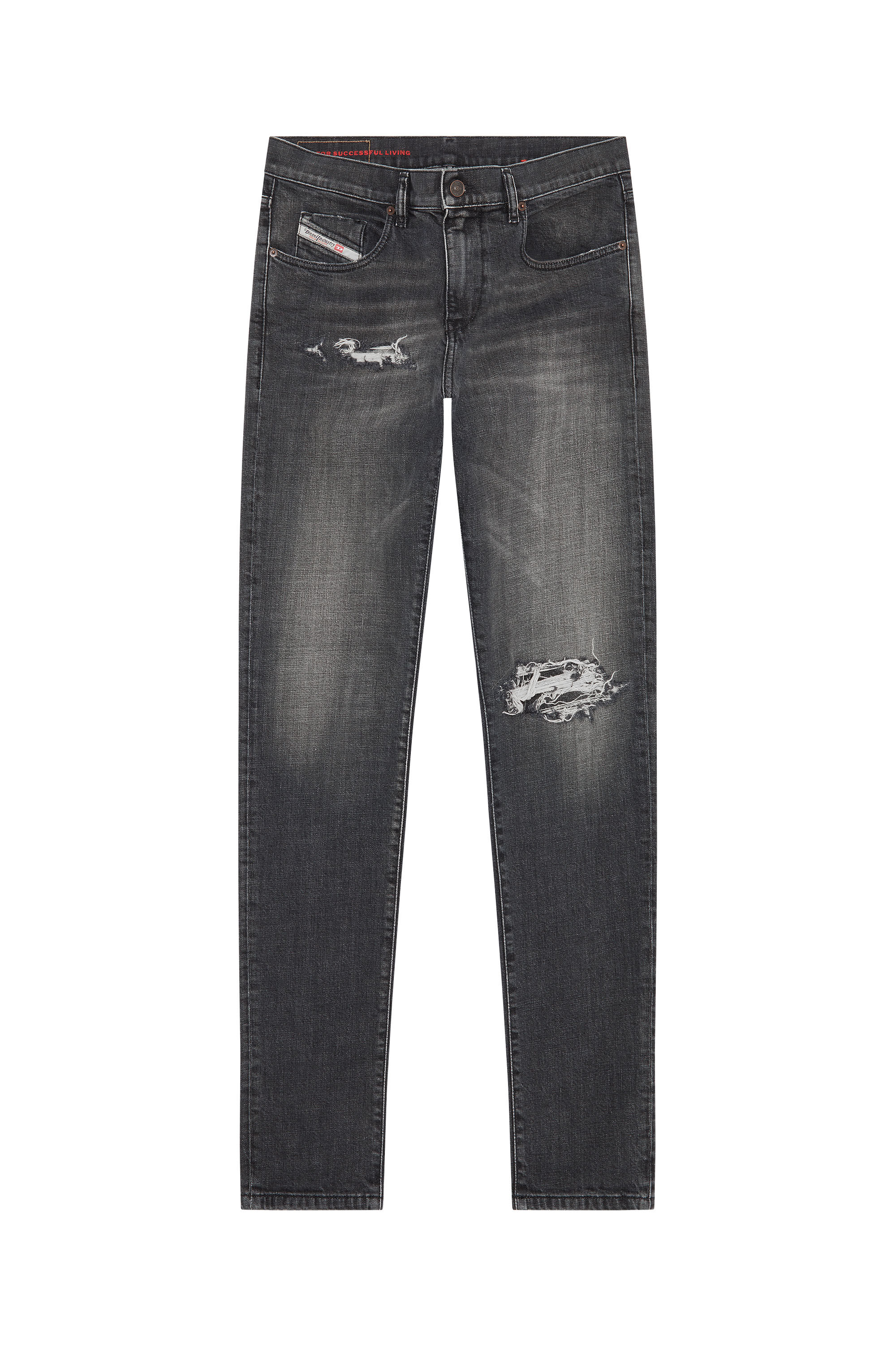 Diesel - 2019 D-Strukt 09F07 Slim Jeans, Nero/Grigio scuro - Image 2