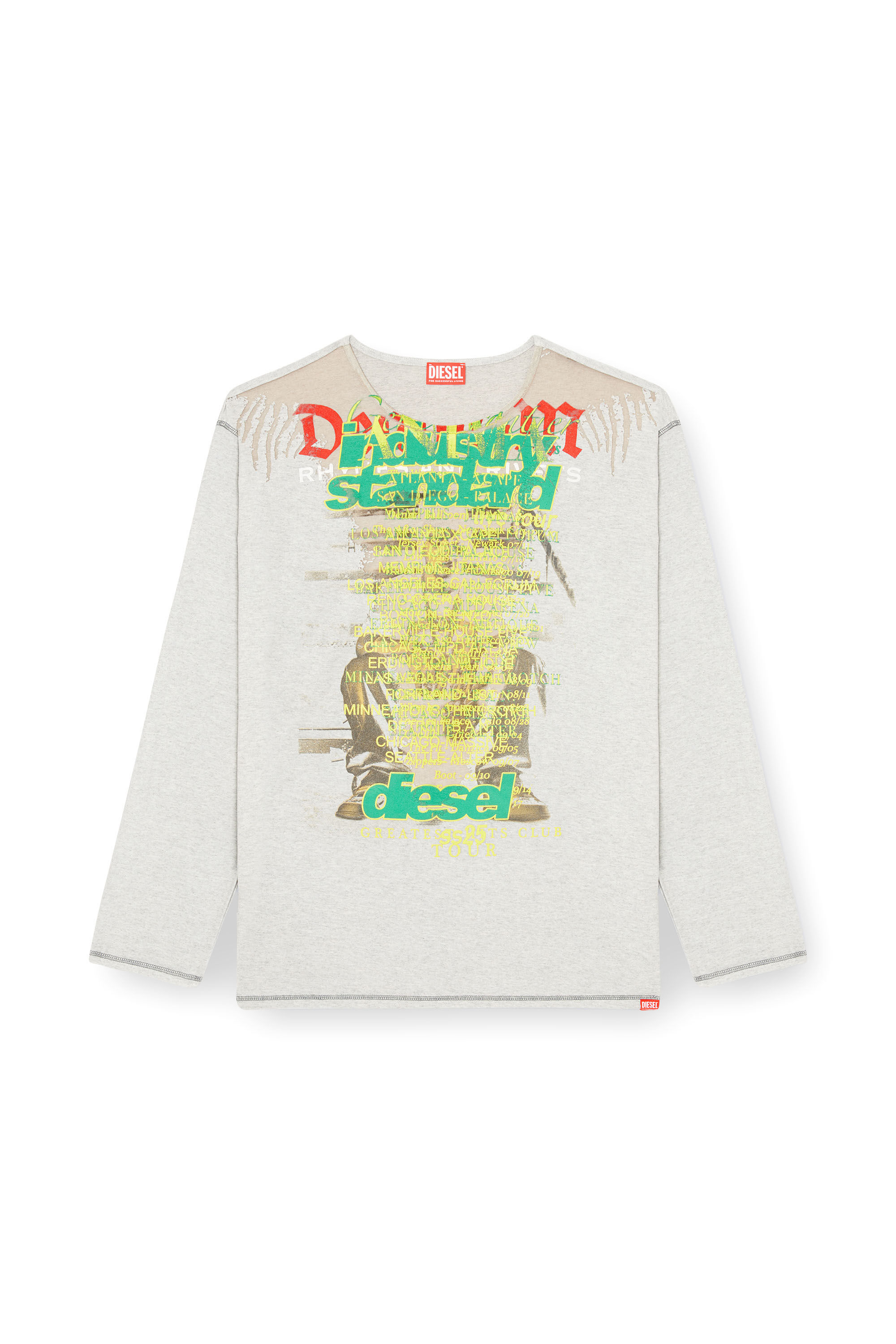 Diesel - T-JERRY-B, T-shirt à manches longues avec imprimé paroles Mixte in Gris - 2