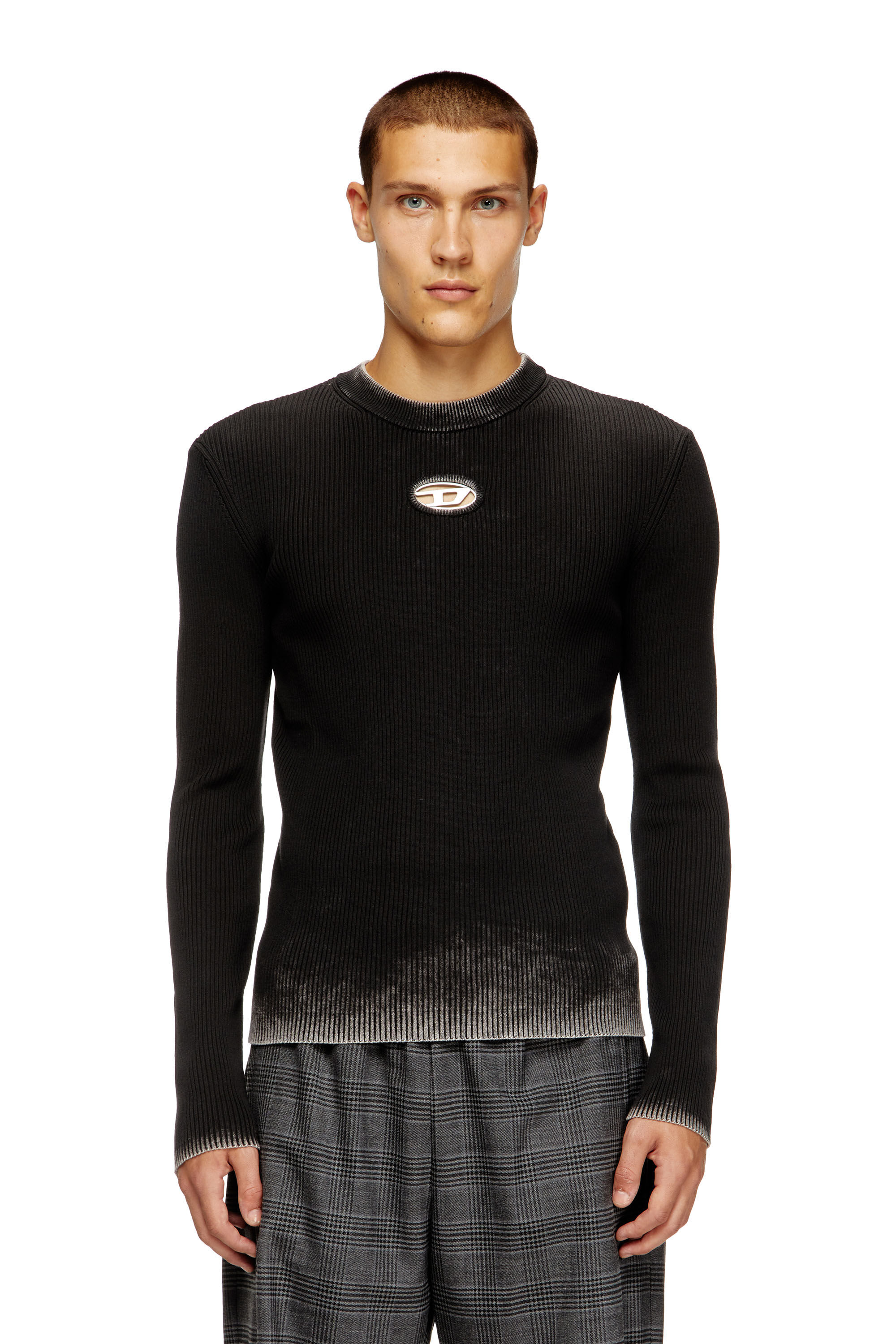 Diesel - K-DARIN-A, Maglia con logo Oval D cut-out Uomo in Nero - 3