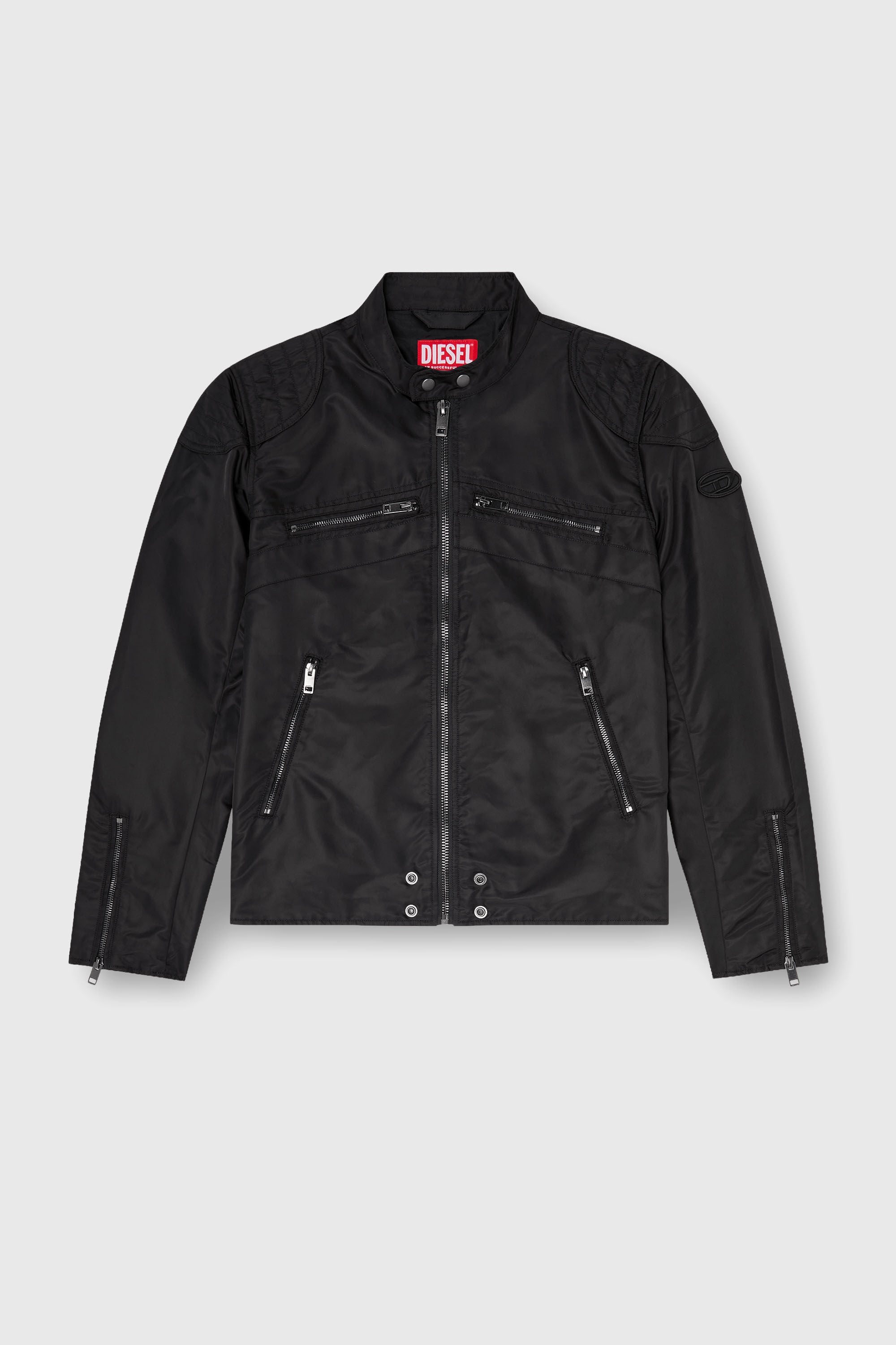 Diesel - J-GLORY-T92, Herren Nylonjacke mit gesteppten Schultern und Rei&szlig;verschlusstaschen in Schwarz - 2
