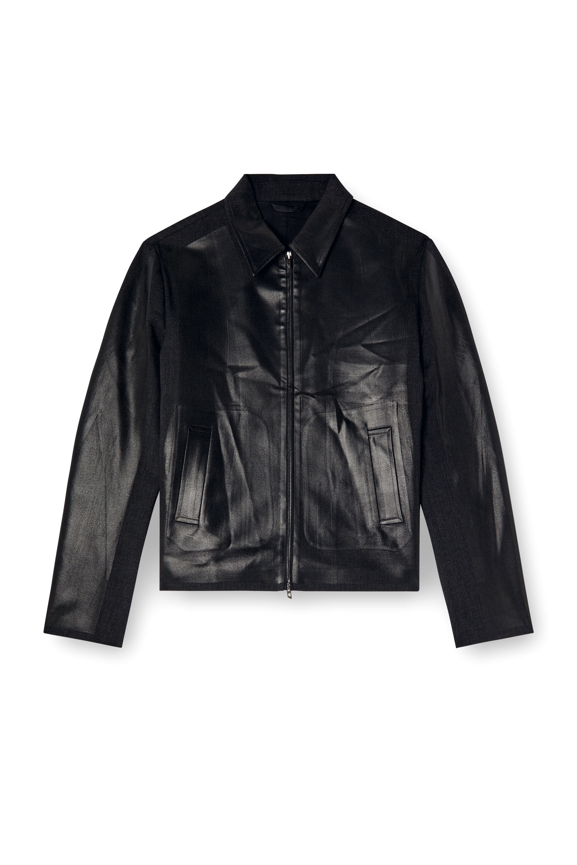 Diesel - J-KANE, Veste coach en laine fraiche enduite Homme in Noir - 2
