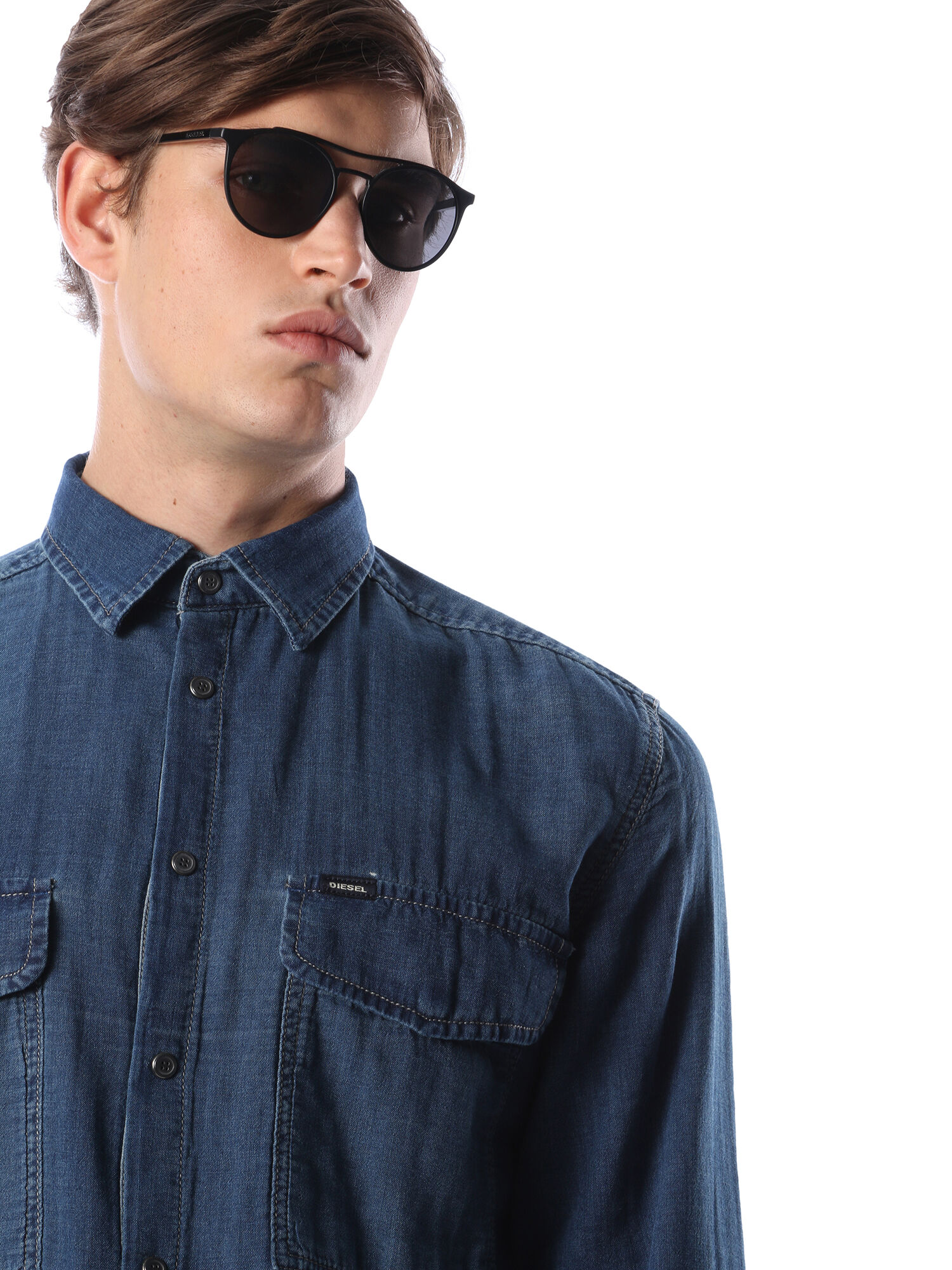 Diesel - DM0195, Unisex Leichte Sonnenbrille mit doppeltem Steg in Opakes Schwarz - 4