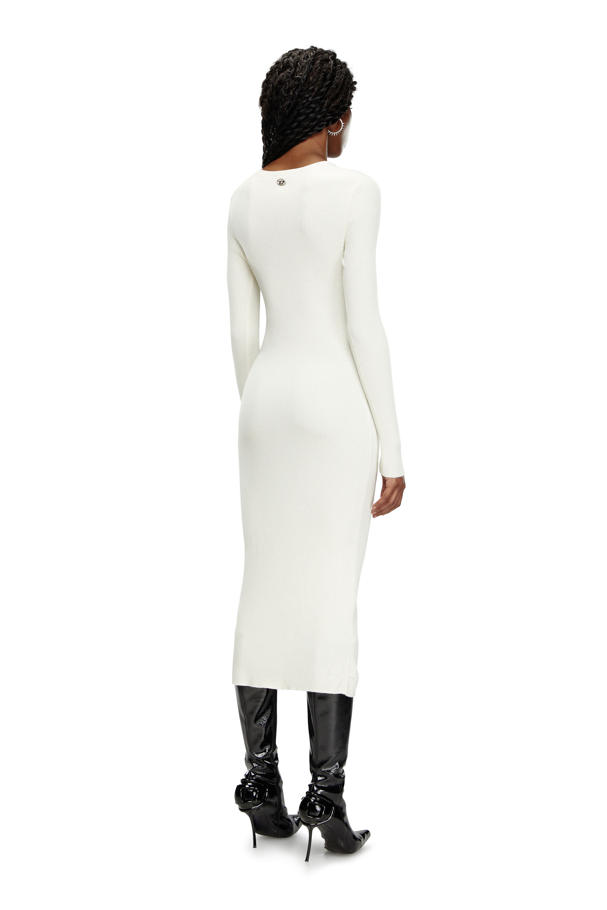 Diesel - M-PELAGOS, Damen Kleid aus Wollmischgewebe mit Cutout in Weiss - Image 3