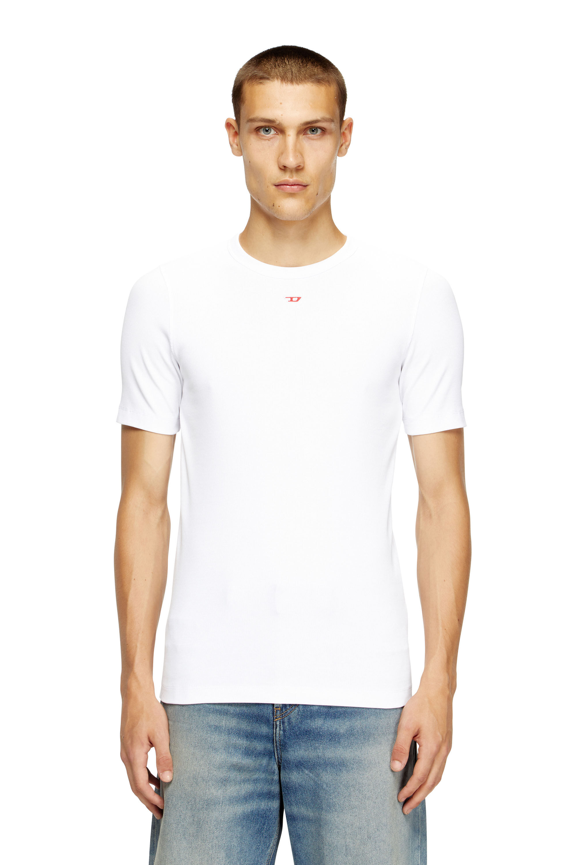 Diesel - D-RIBBER-N, T-shirt con logo D applicato Uomo in Bianco - 3