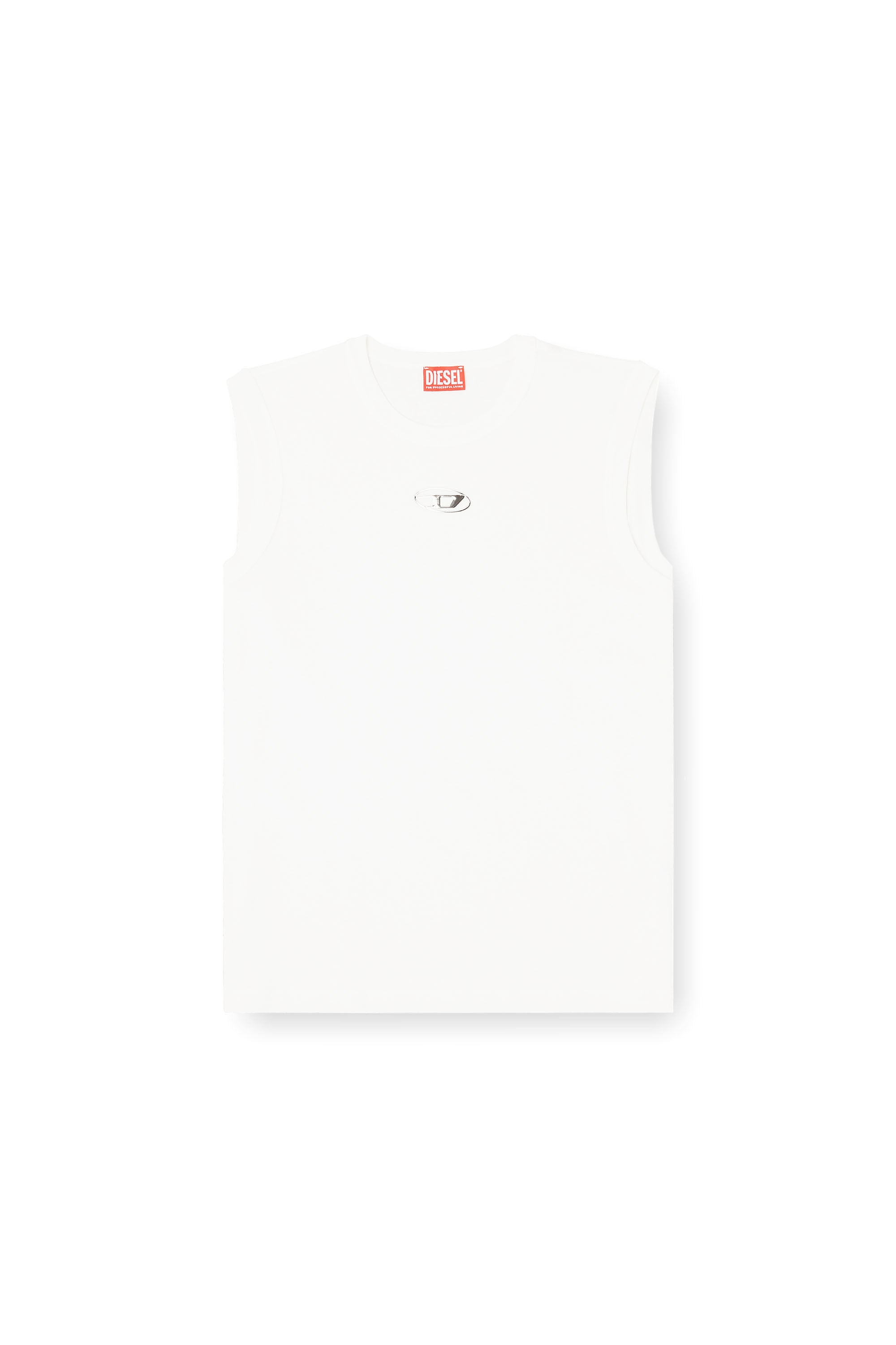 Diesel - T-BISCO-IOD, D&eacute;bardeur en coton avec un Oval D m&eacute;tallis&eacute; Homme in Blanc - 2