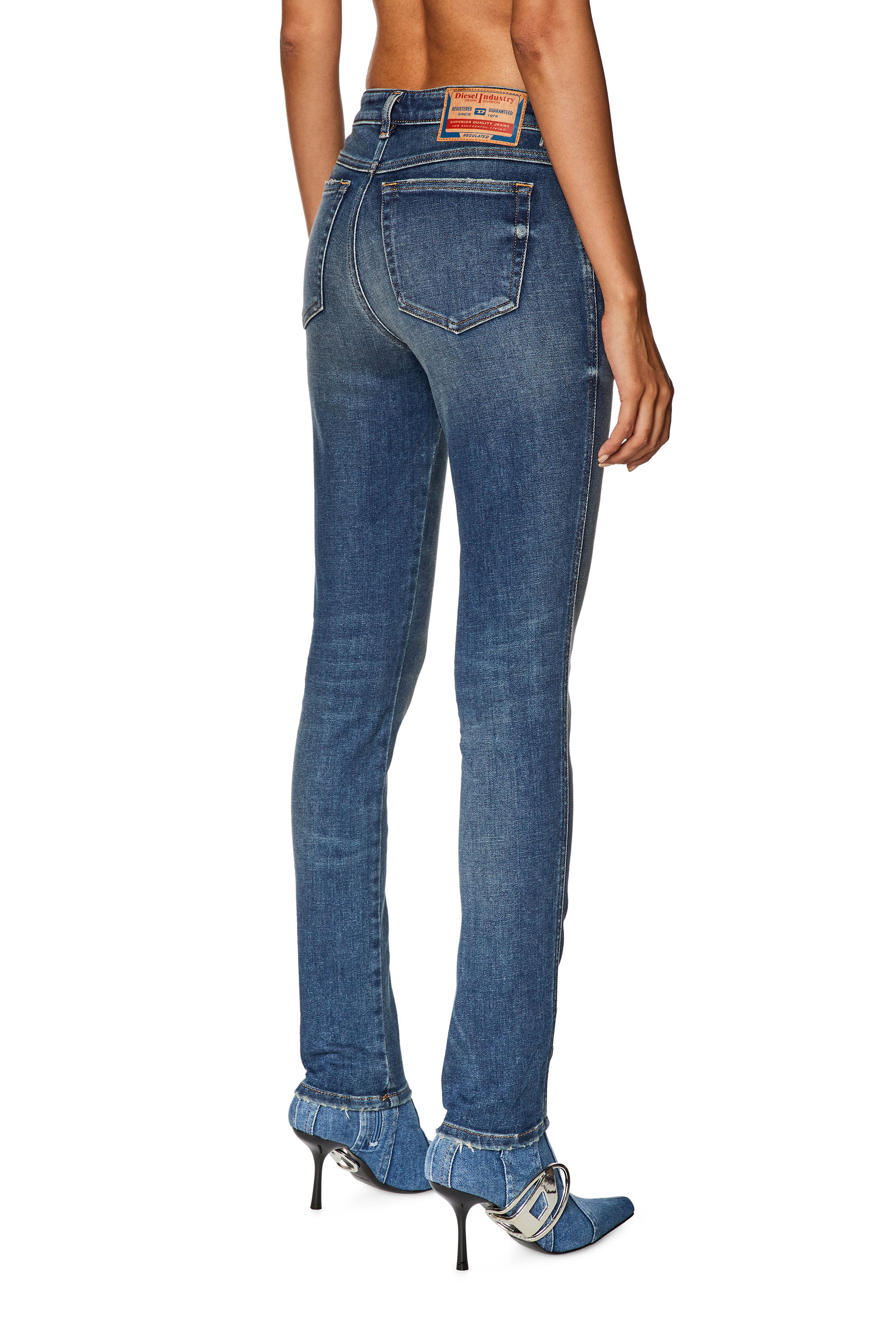 Diesel - Skinny Jeans 2015 Babhila 09G71, Bleu Foncé - Image 4