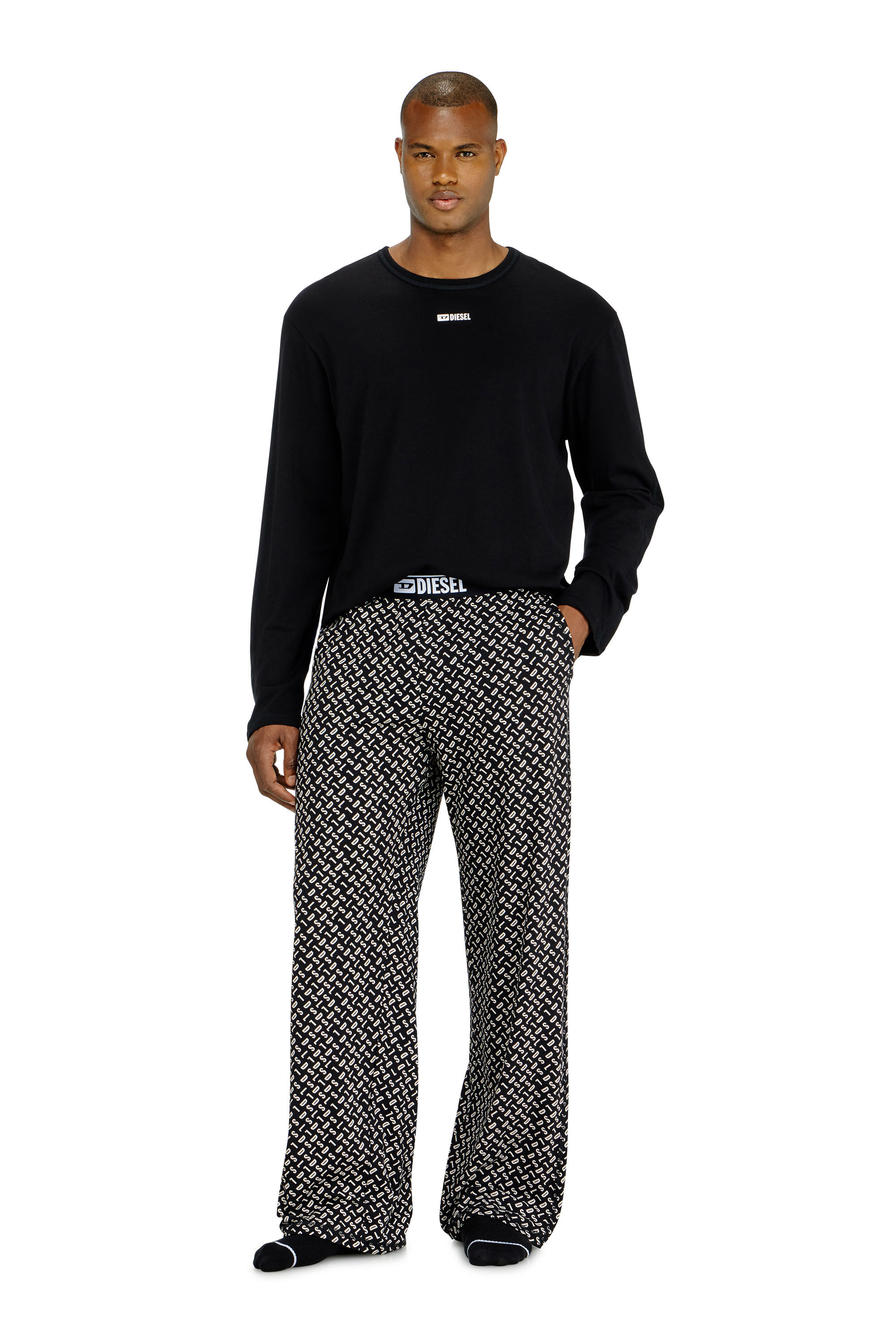 Diesel - SET-NOLAN-D-BOX, Pyjama en coton avec bas imprim&eacute; Homme in Noir - 3