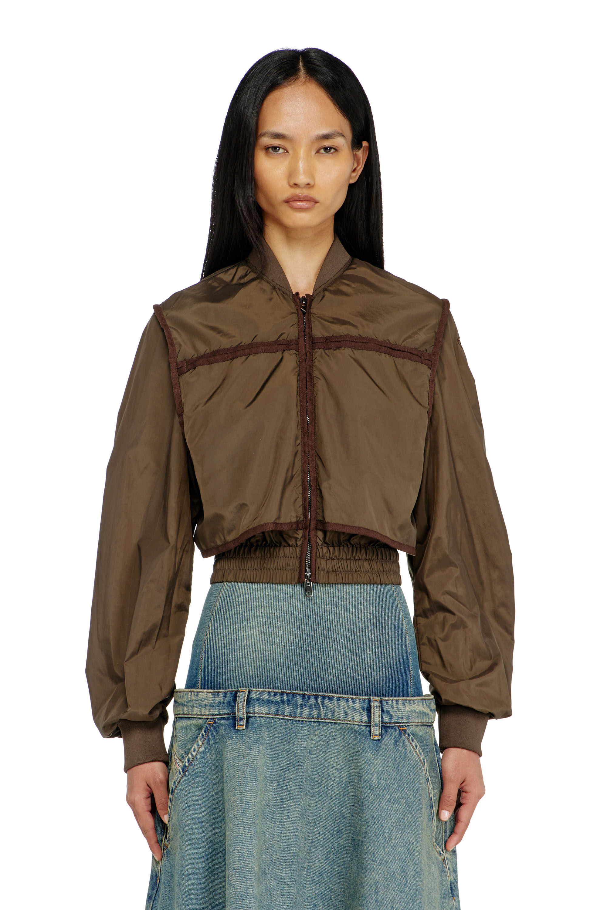Diesel - G-OTHAM, Giacca in nylon con nastrature tono su tono Donna in Marrone - 5