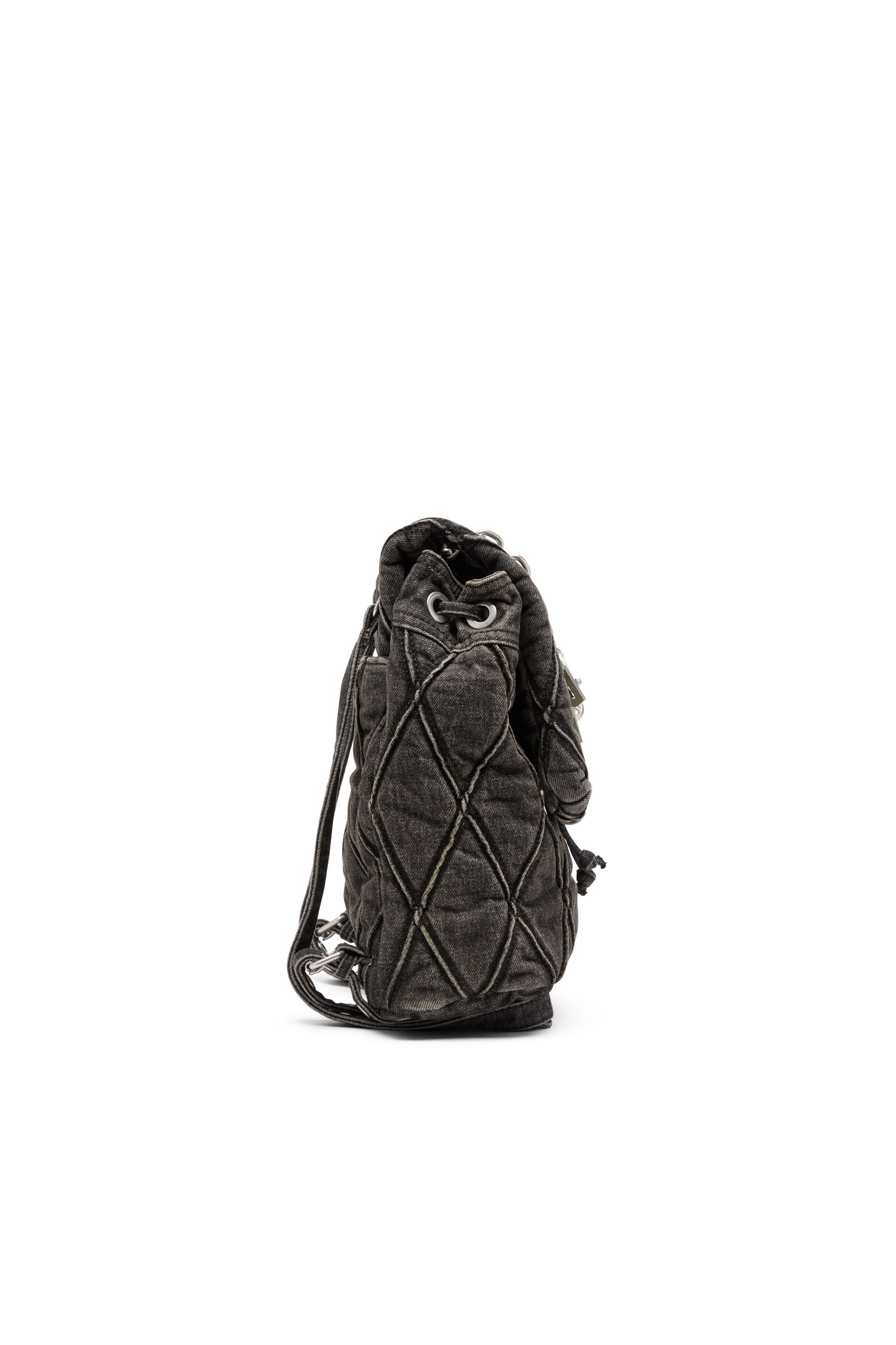 Diesel - CHARM-D BACKPACK S, Woman Charm-D S-Backpack in Argyle quilted denim in Black - Image 4