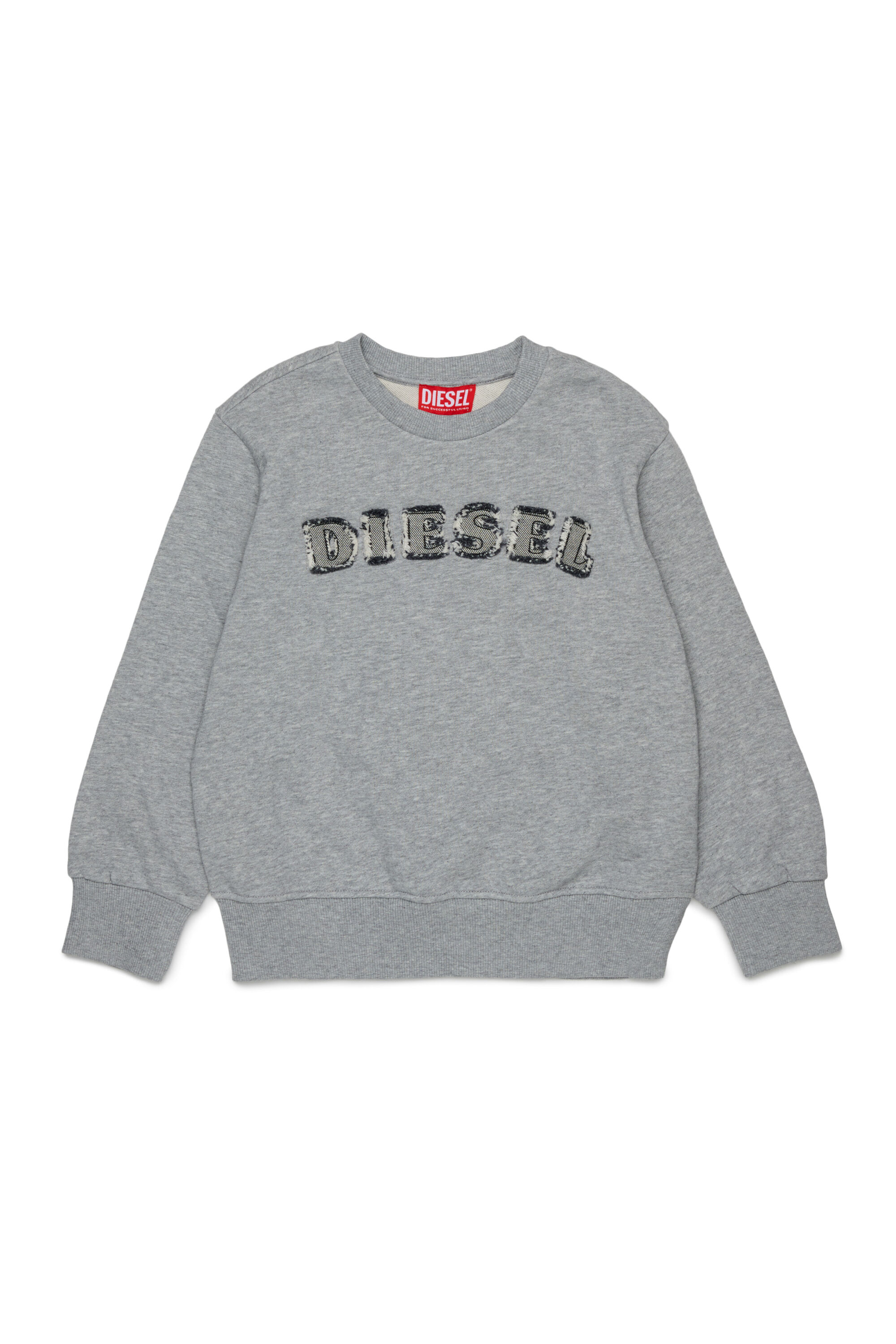 Diesel - SJEANS OVER, Herren Sweatshirt mit ausgefransten Logo-Buchstaben in Grau - 1